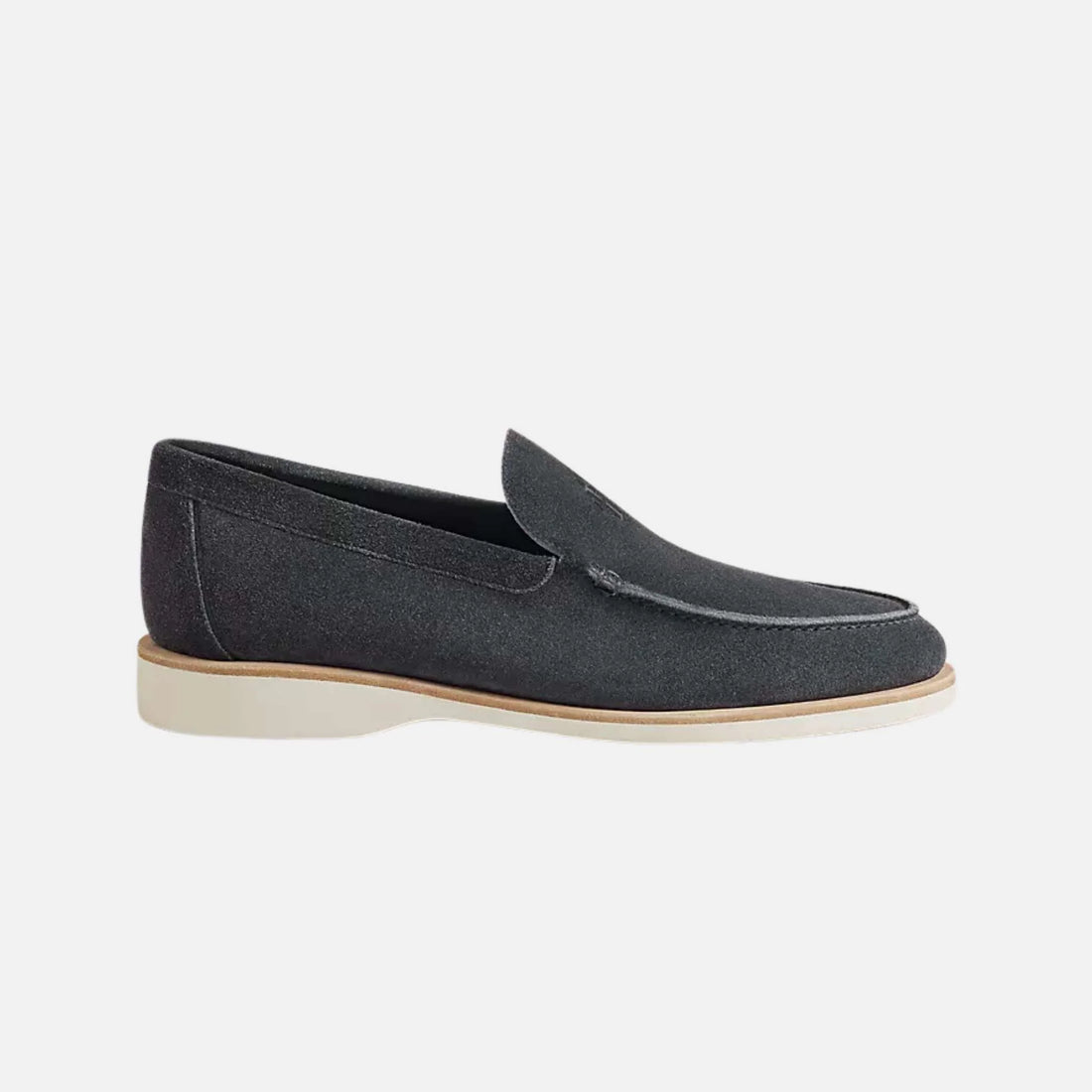 Hermes Low Loafer Suede Calfskin , Gris Orage , Side