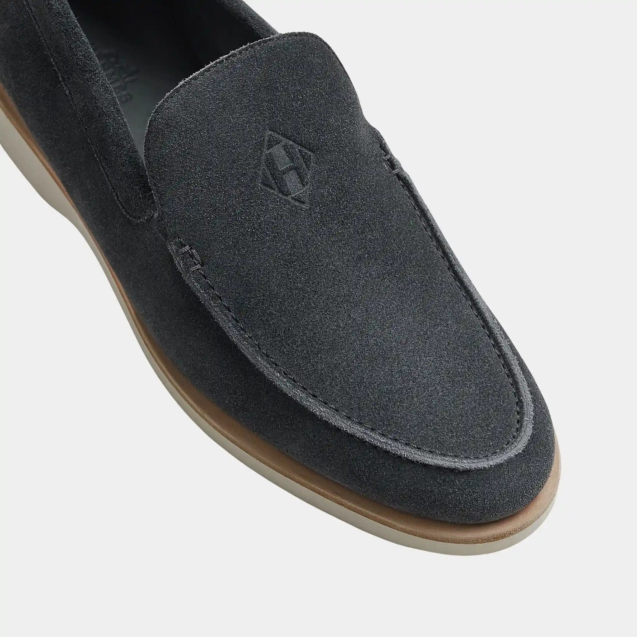 Hermes Low Loafer Suede Calfskin, Gris Orage, Top