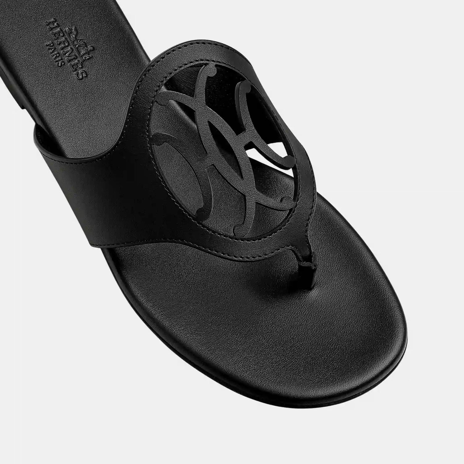 Hermes Mage Sandal in Calfskin, Black, Top