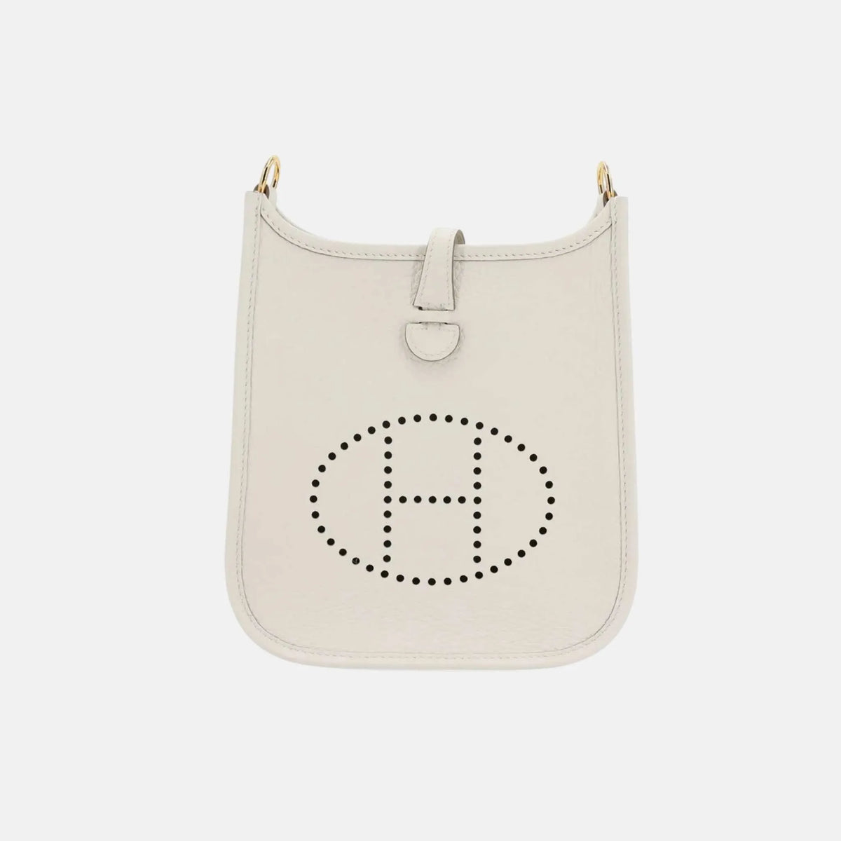 حقيبة Mini Evelyne TPM Amazone 89 من جلد Clemence باللون Gris Pale مع حليات ذهبية