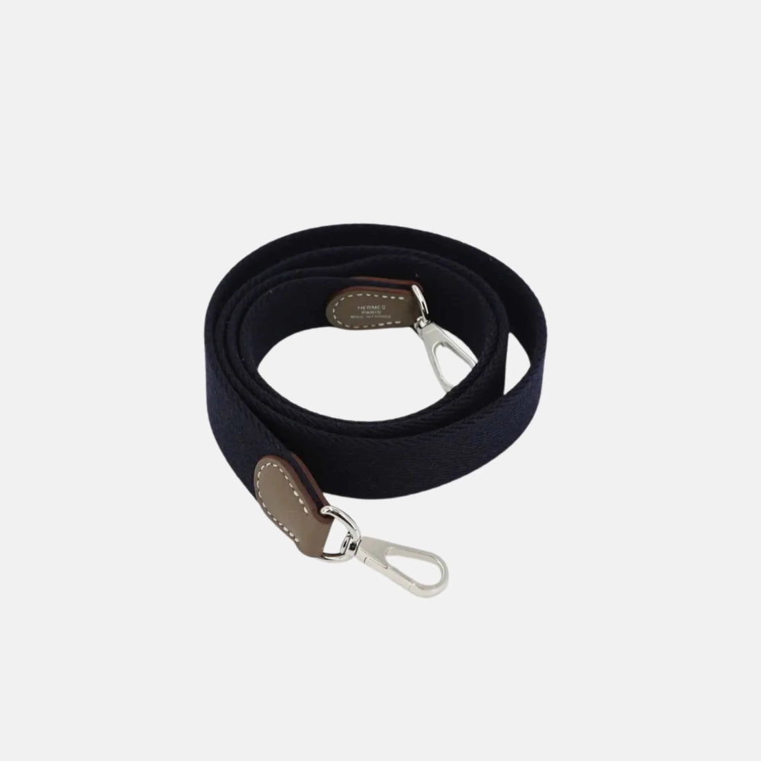 Hermes Mini Evelyne TPM Amazone 98 Clemence Etoupe/Bleu Indigo PHW، منظر الحزام Bleu Indigo