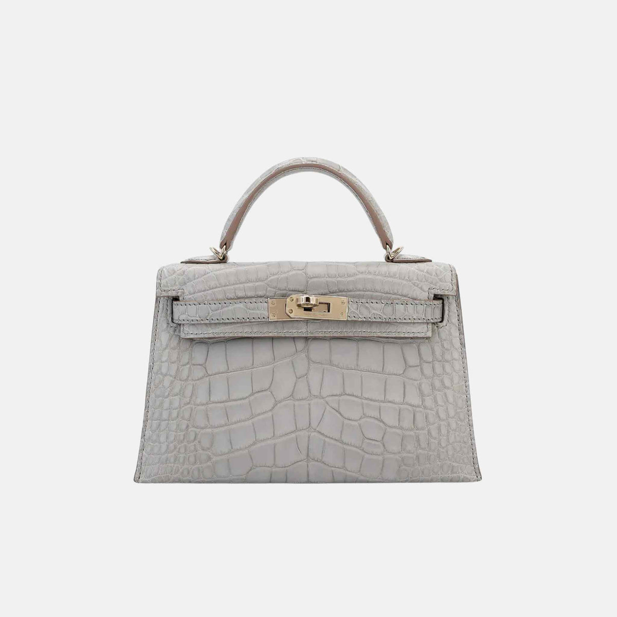 Mini Kelly HSS Matte Alligator Gris Perle PHW