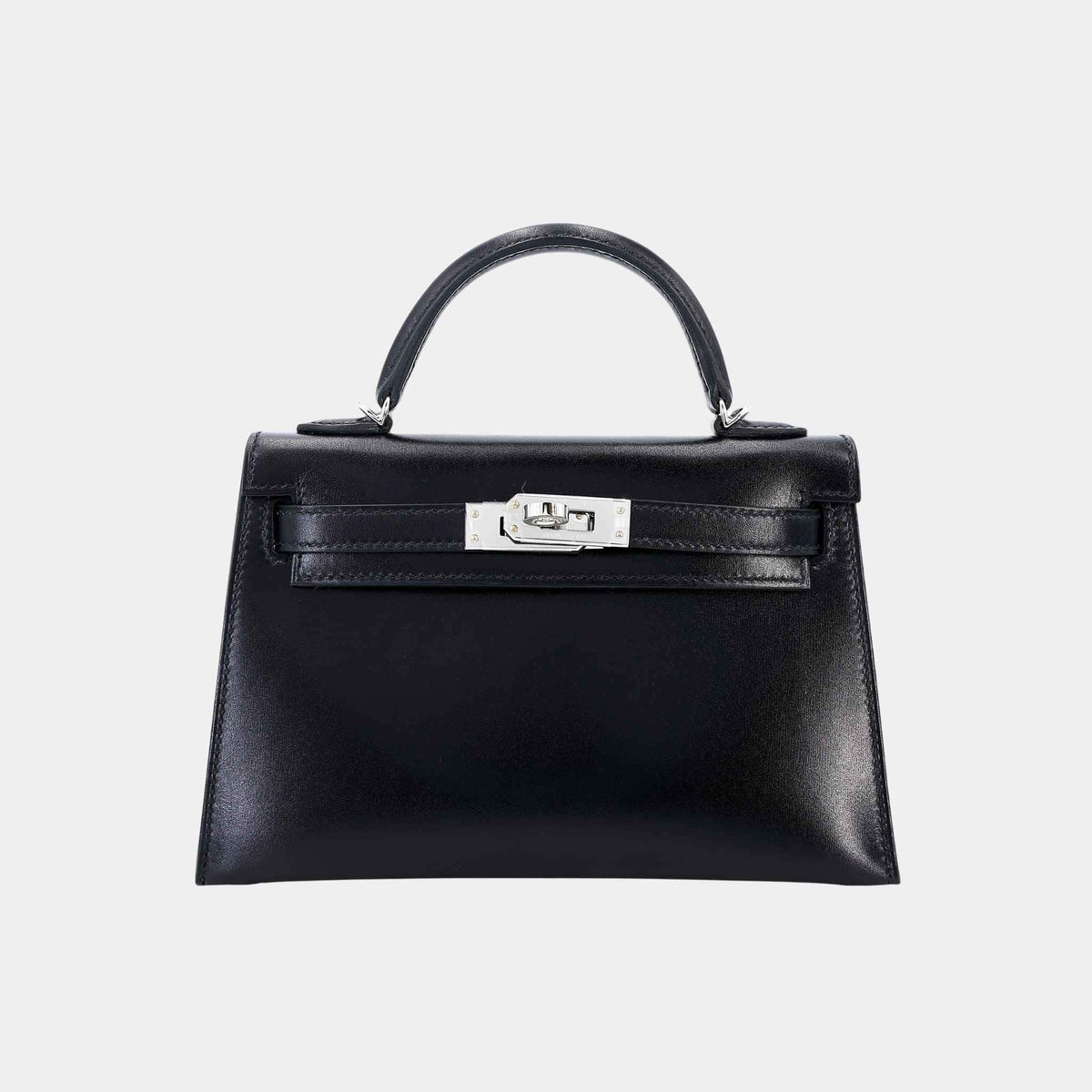 حقيبة Mini Kelly II Box-Calf سوداء مع حليات بلاديوم