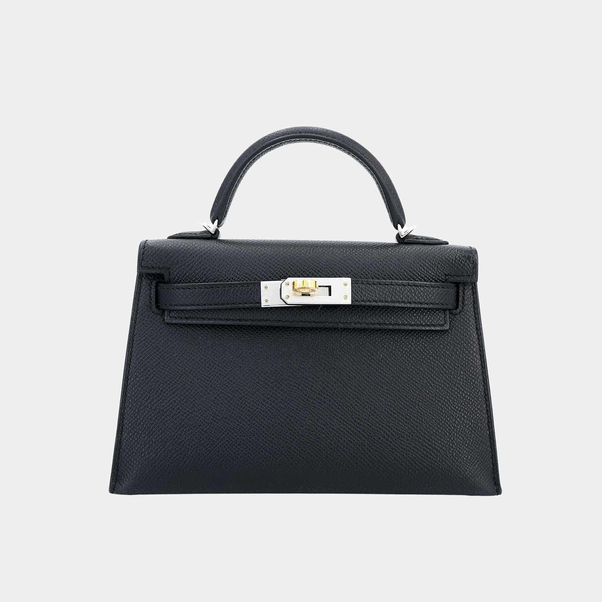 حقيبة Mini Kelly II Epsom سوداء مع حليات ELHW