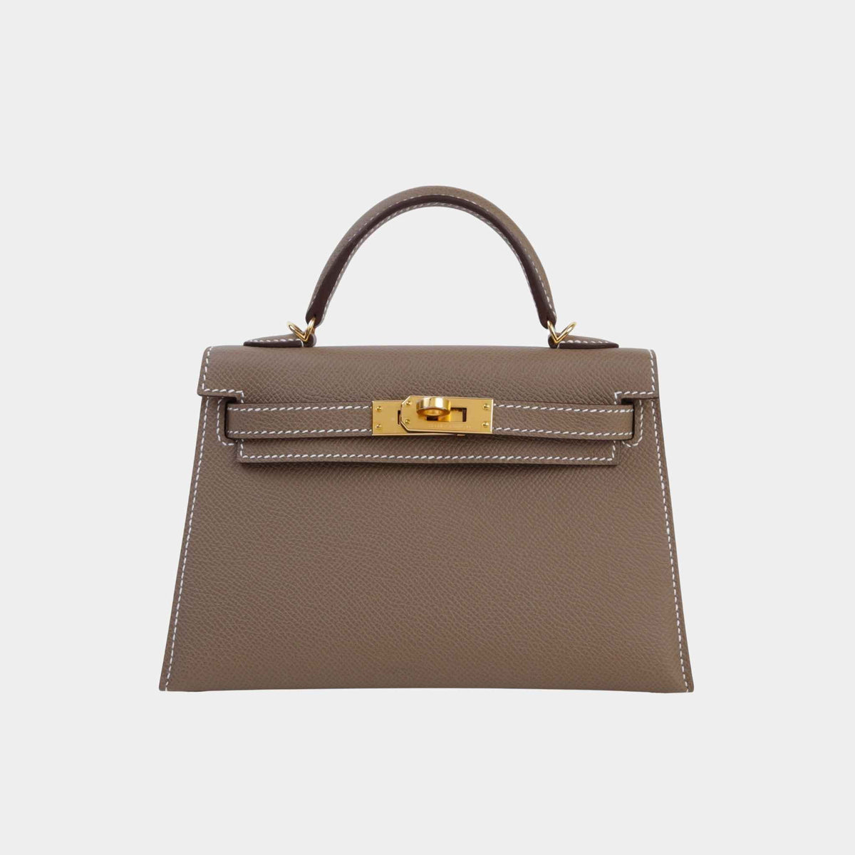 حقيبة Mini Kelly II Epsom بلون Etoupe مع حليات ذهبية
