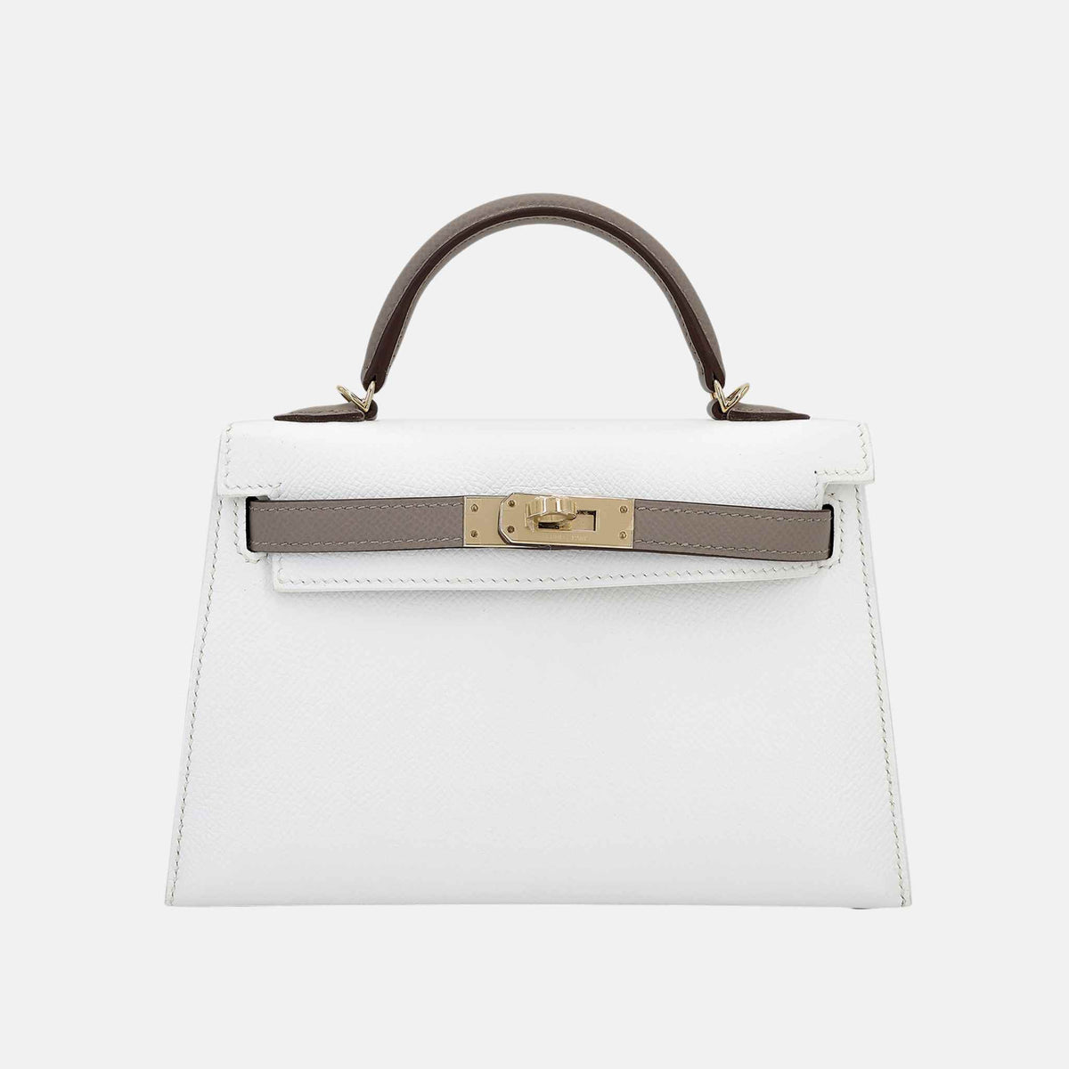 حقيبة Mini Kelly II Epsom بلون Gris Asphalte/White مع حليات PBHW