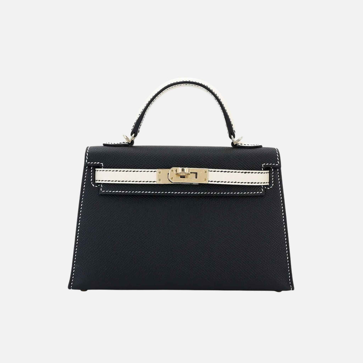 حقيبة Mini Kelly II HSS Epsom باللون Black/Craie مع حليات PBHW