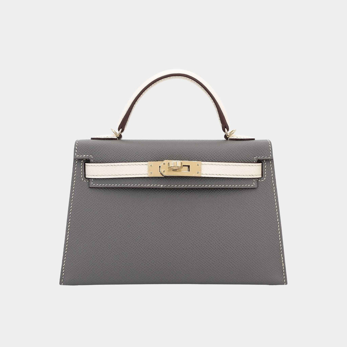 حقيبة Mini Kelly II HSS Epsom بلون Gris Meyer/Craie مع حليات PBHW
