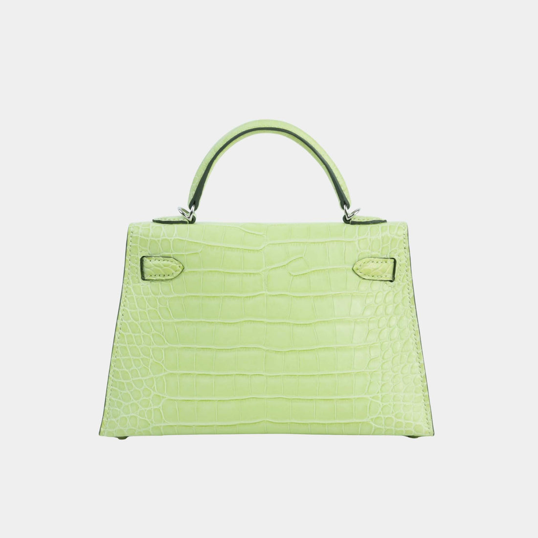Hermes Mini Kelly II من تمساح مطفي، Jaune Bourgeon، PHW، من الخلف