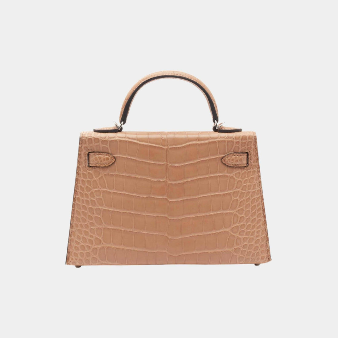 Hermes Mini Kelly تمساح مطفي تشاي PHW، من الخلف
