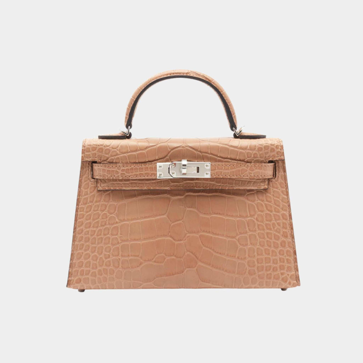 حقيبة Mini Kelly II Matte Alligator Chai PHW