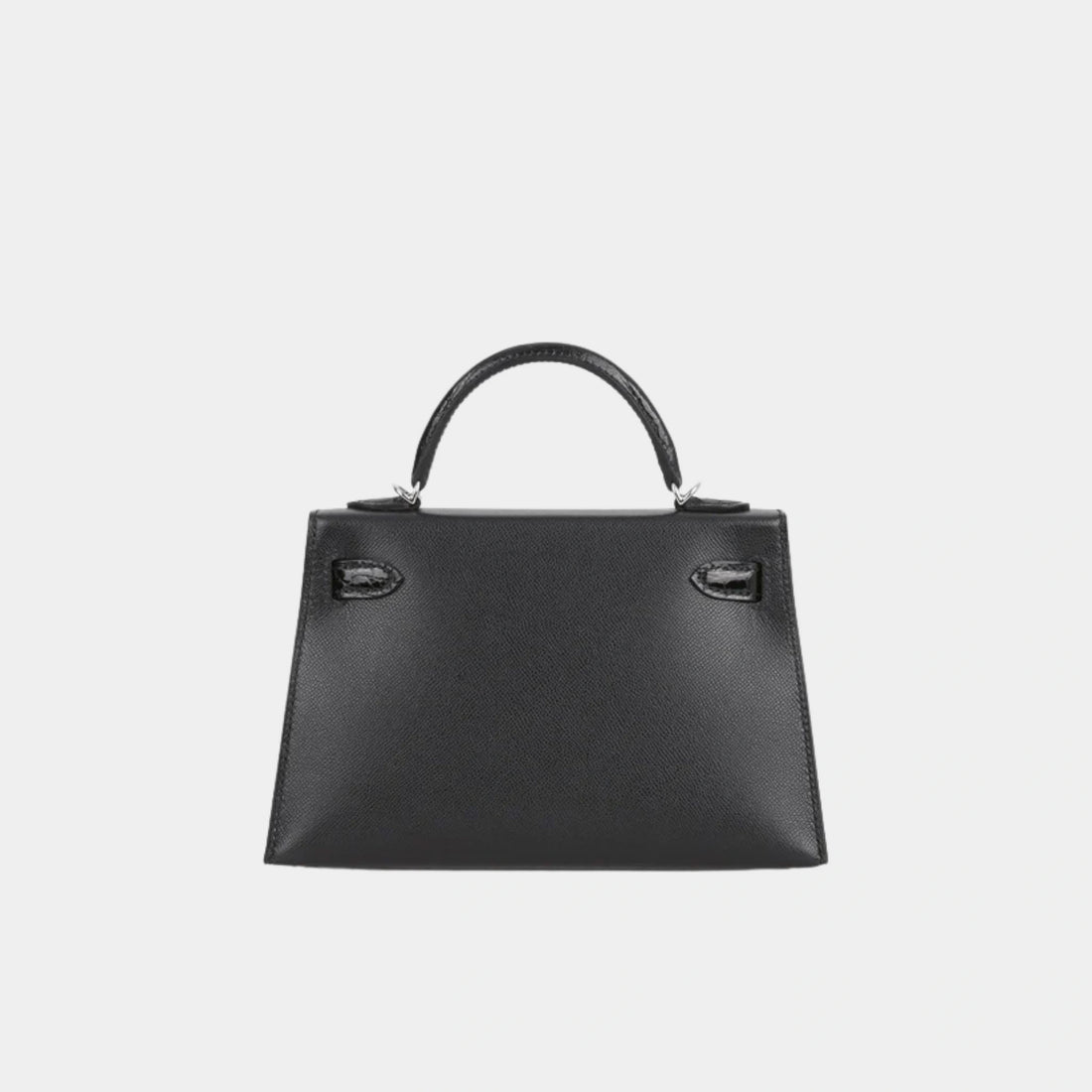Hermes Mini Kelly Touch أسود Madame وShiny Alligator PHW، من الخلف