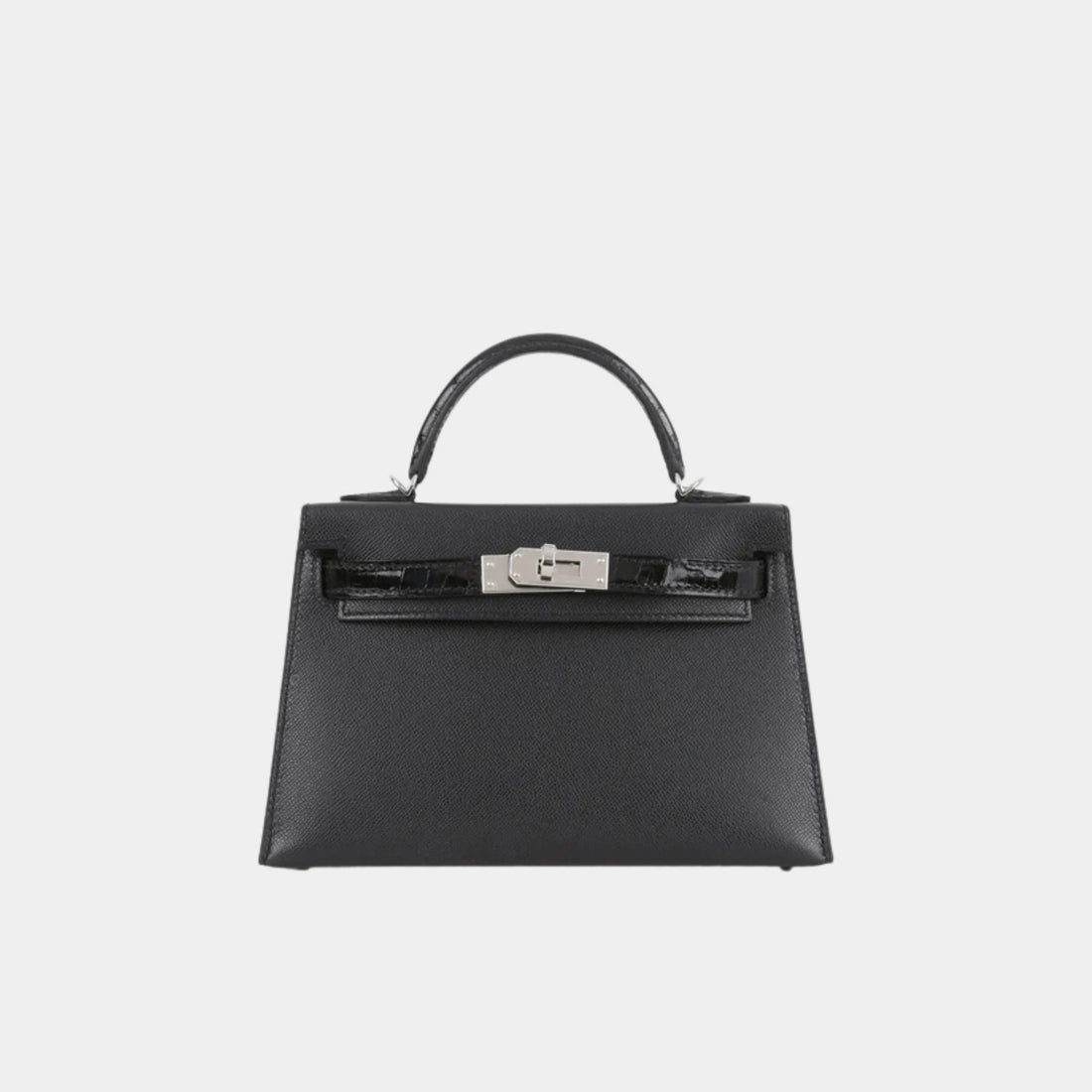 Hermes Mini kelly Touch Black Madame & Shiny Alligator PHW, front