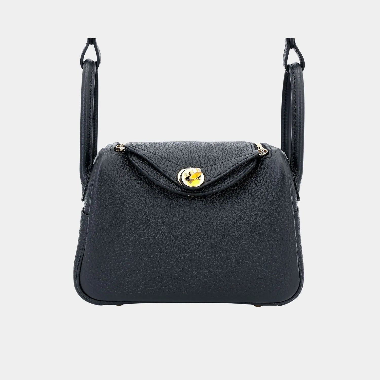 Hermes Mini Lindy II Clemence Black GHW, Front 
