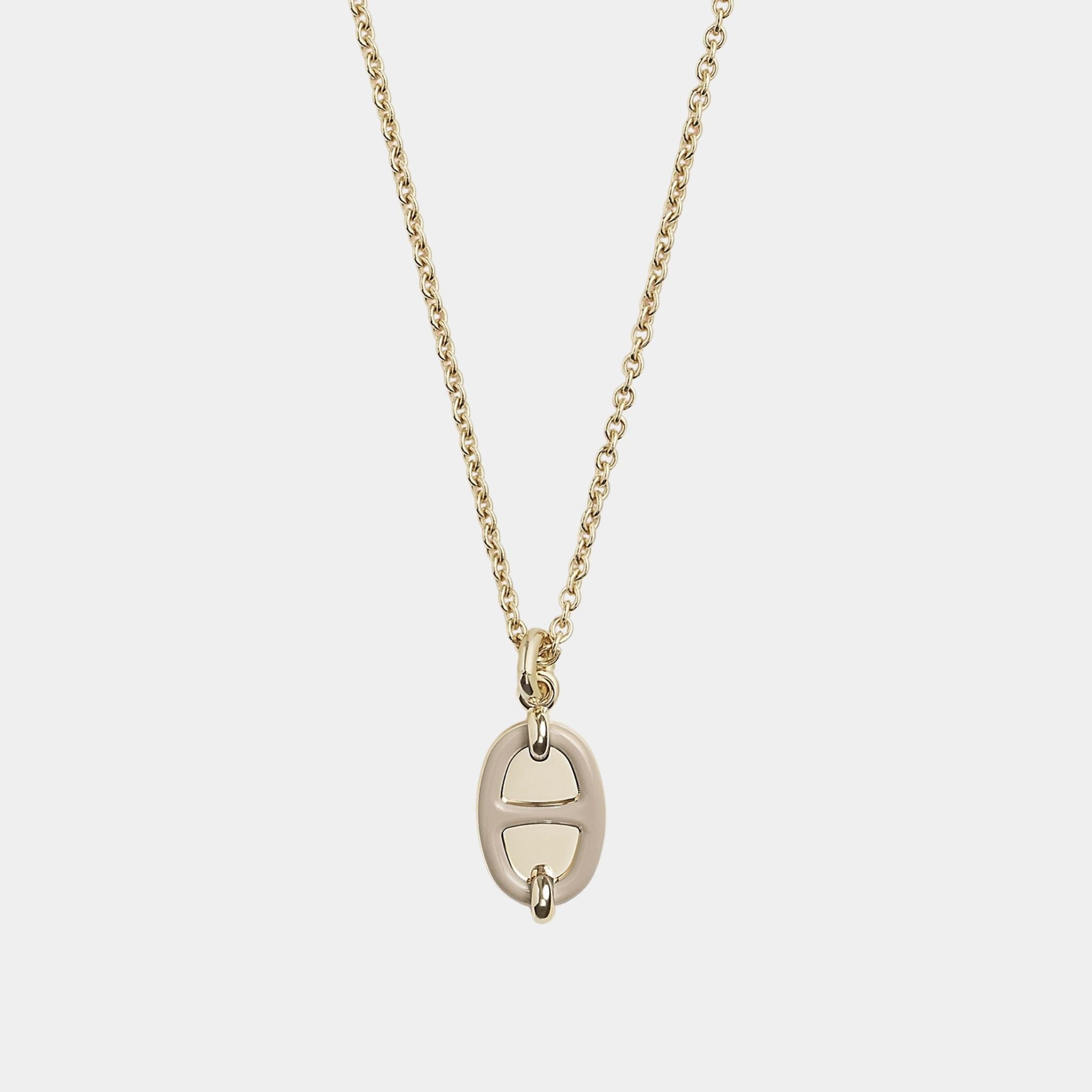 Hermes Mini Maillon Pendant Small Model Gold Plated, Marron Glace
