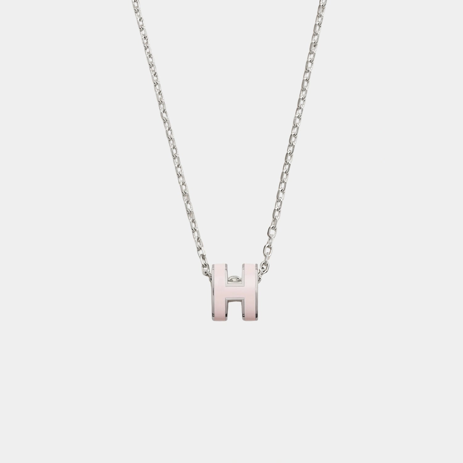 Mini Pop H Pendant Palladium Plated, Rose Dragee, Front