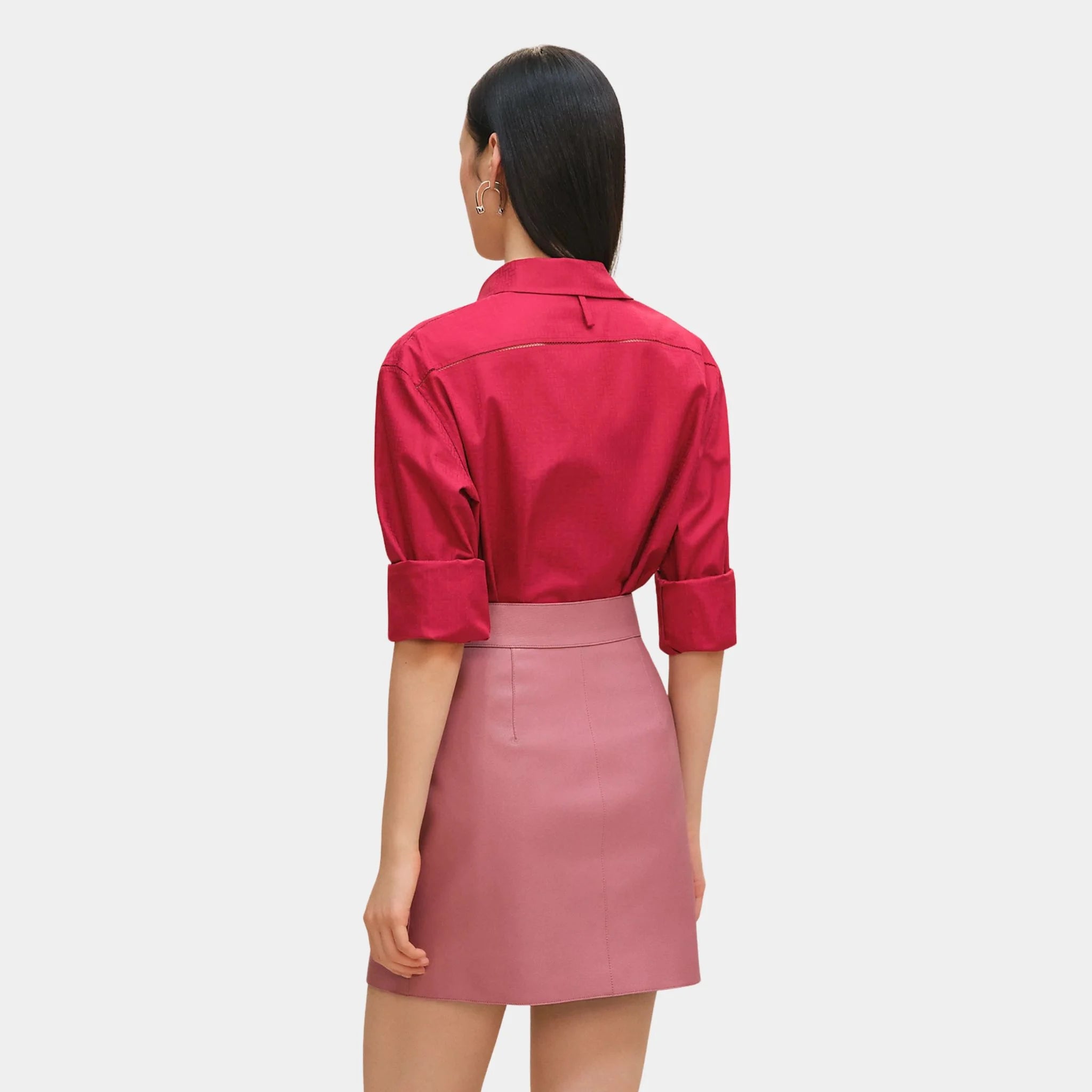 Hermes Miniskirt in  Grained Goatskin, Rose Finch, Back