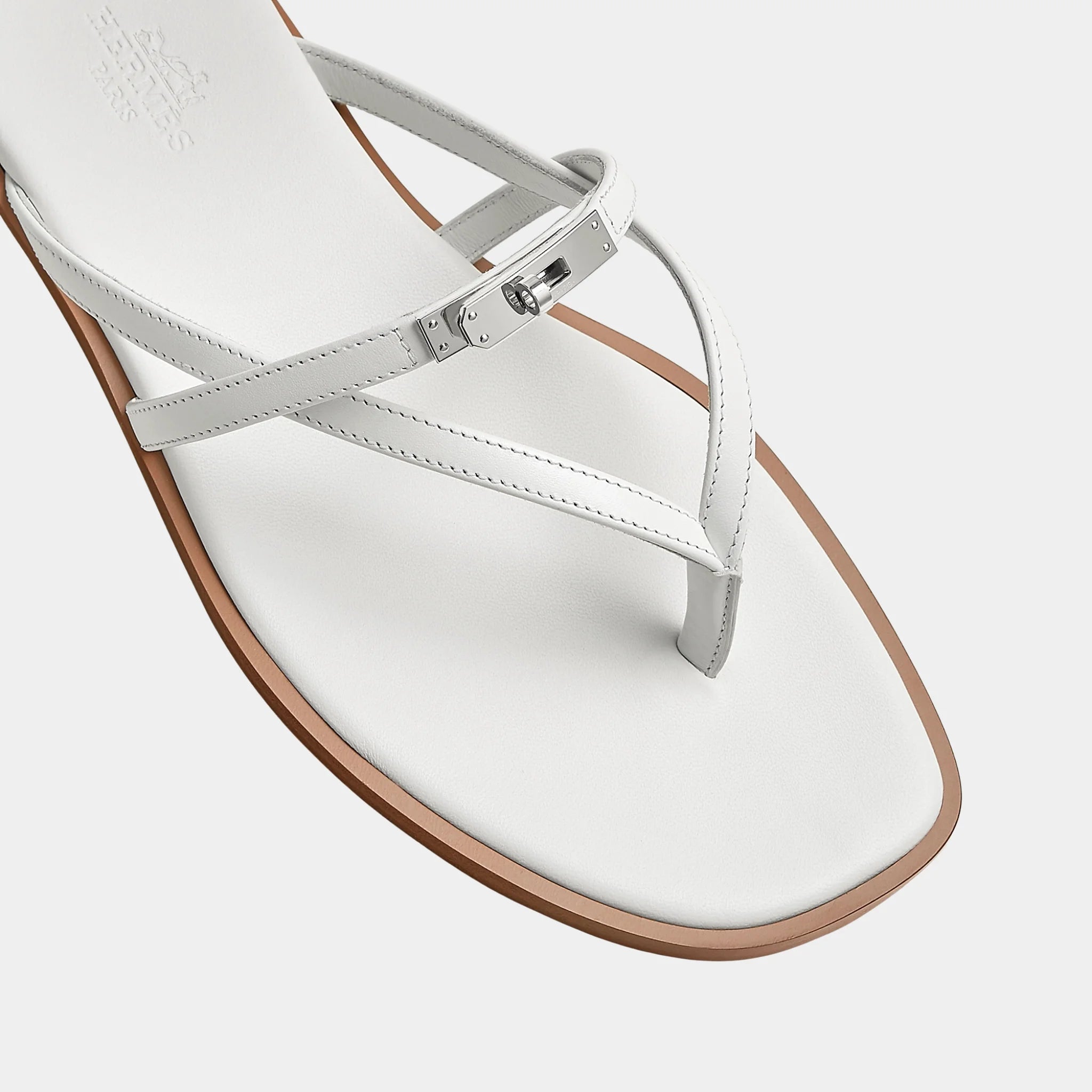 Hermes Miss Sandal in Calfskin, Blanc, Top