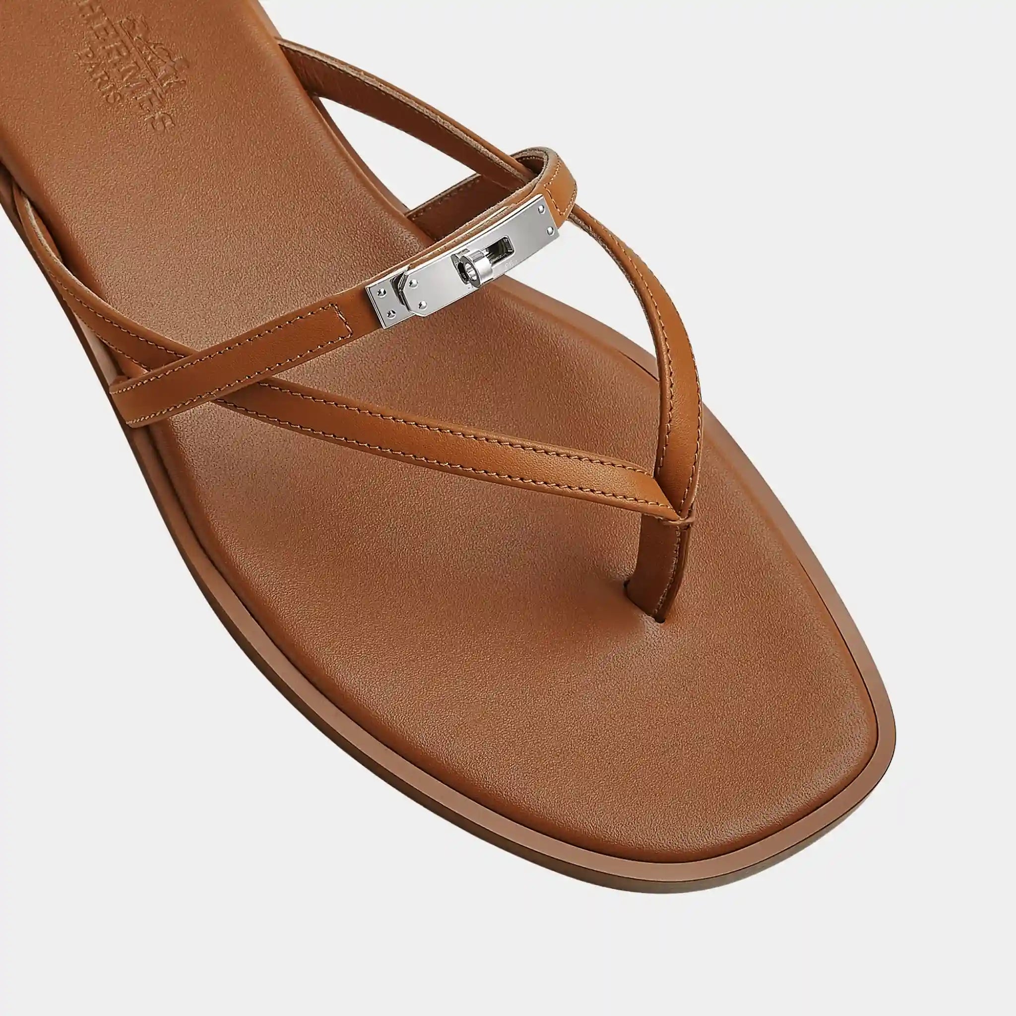 Hermes Miss Sandal in Calfskin, Naturel, Top