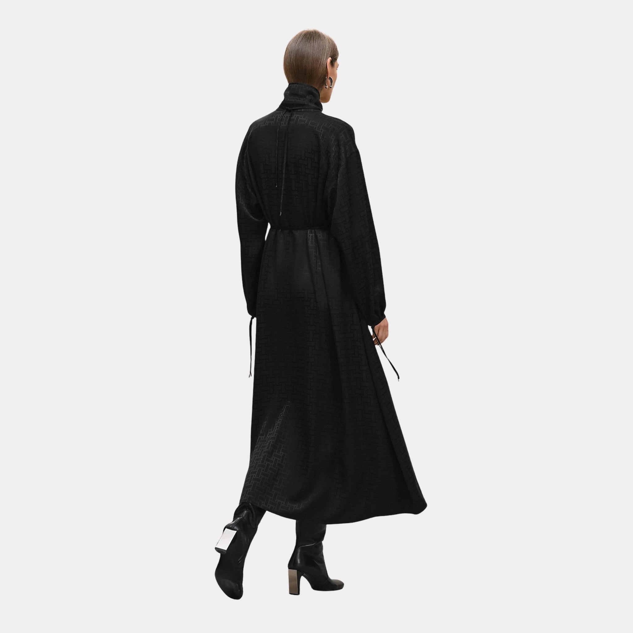 Hermes Mosaique Drawstring Long Dress, Noir, Back