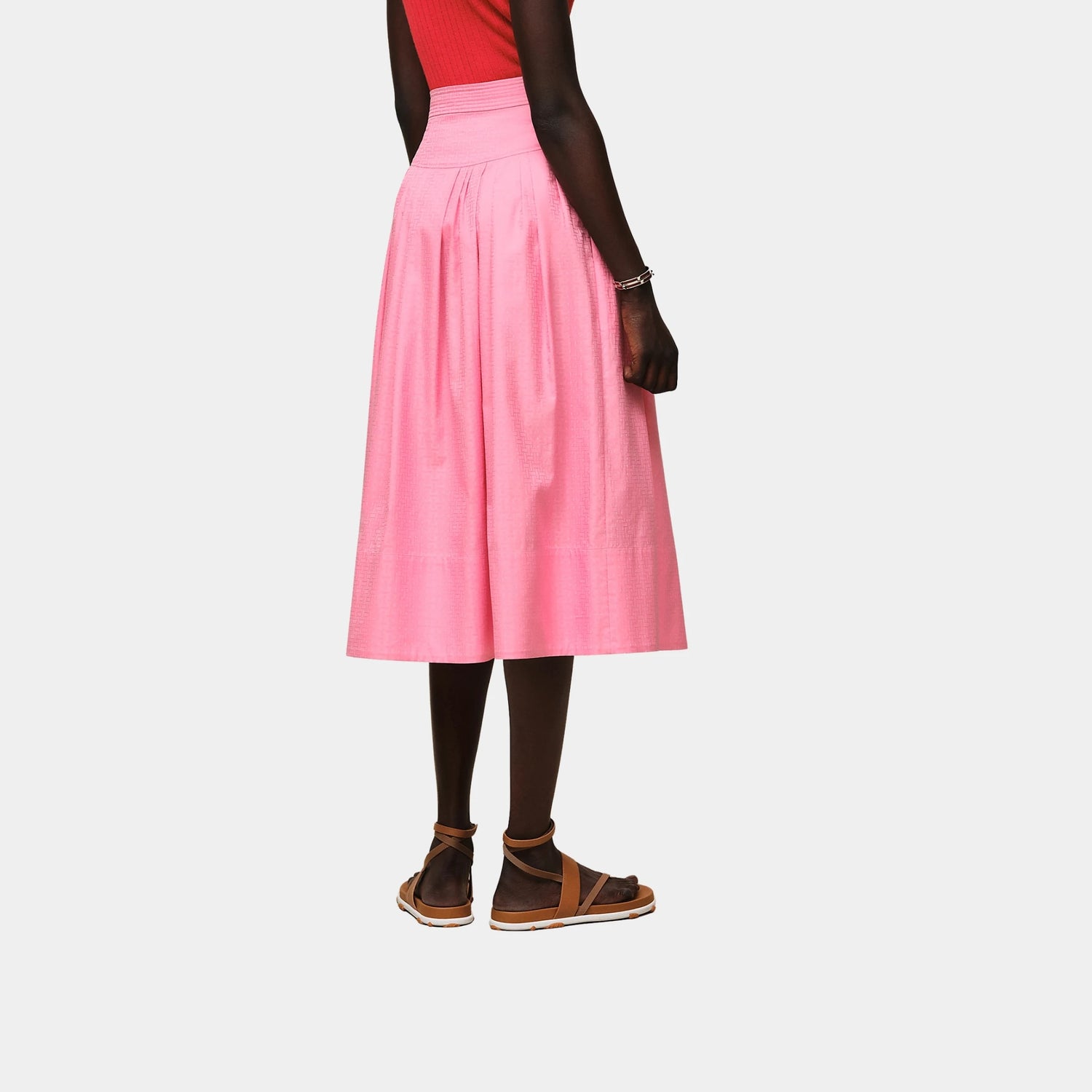 Hermes Mosaique Pleated Skirt with Basque, Back
