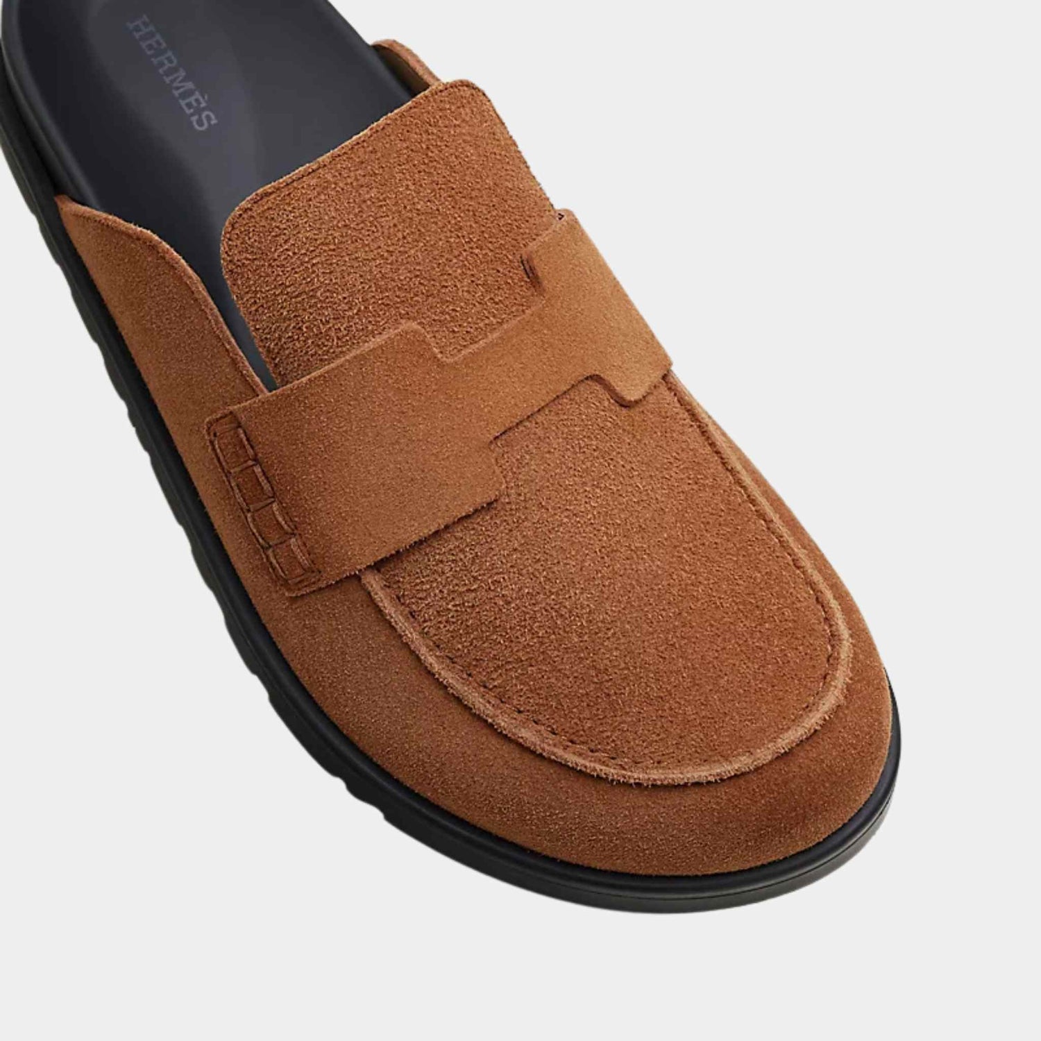 Hermes Mules Go Teak Brown , Top Closeup