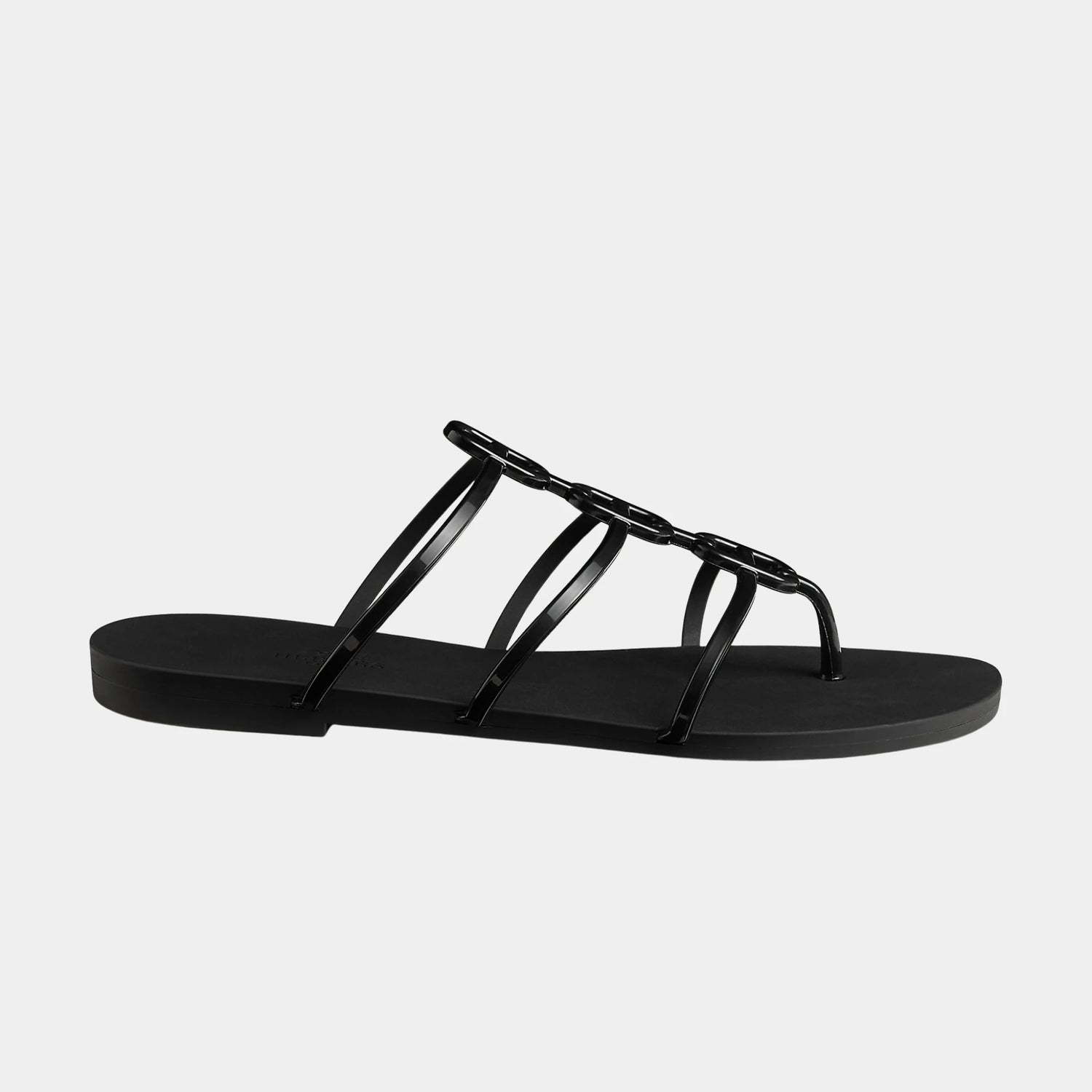 Hermes Mykonos Sandal in Waterproof TPU, Black, Side