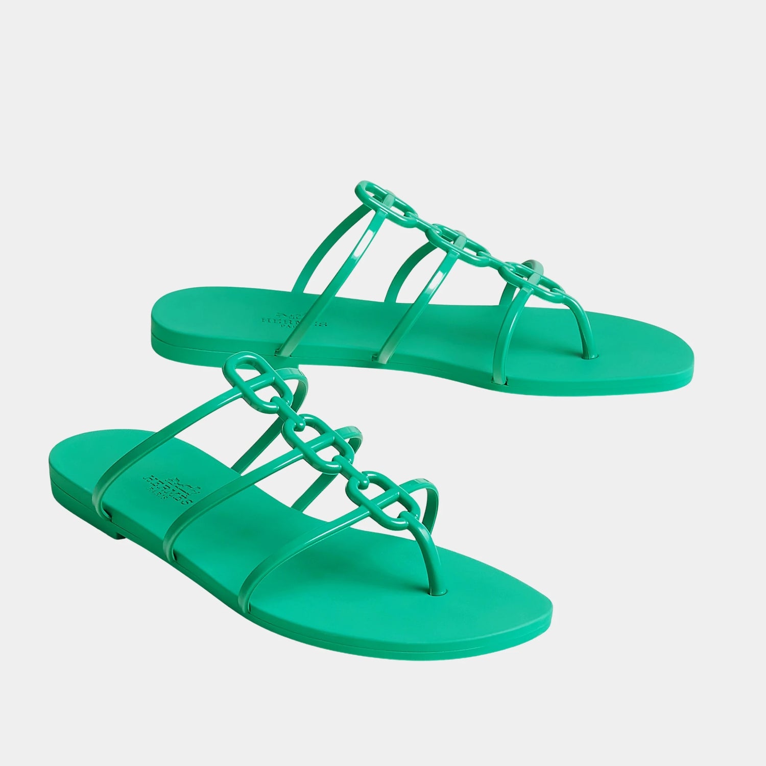 Hermes Mykonos Sandal in Waterproof TPU, Vert Tourmaline, Front