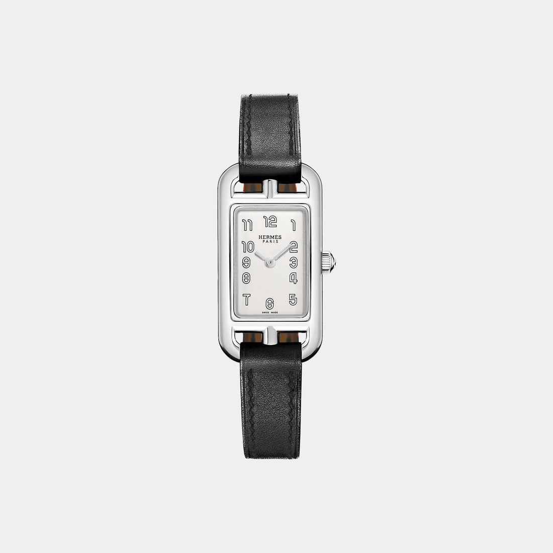 Hermes Nantucket 29 mm Watch With Black Barenia Calfskin Strap