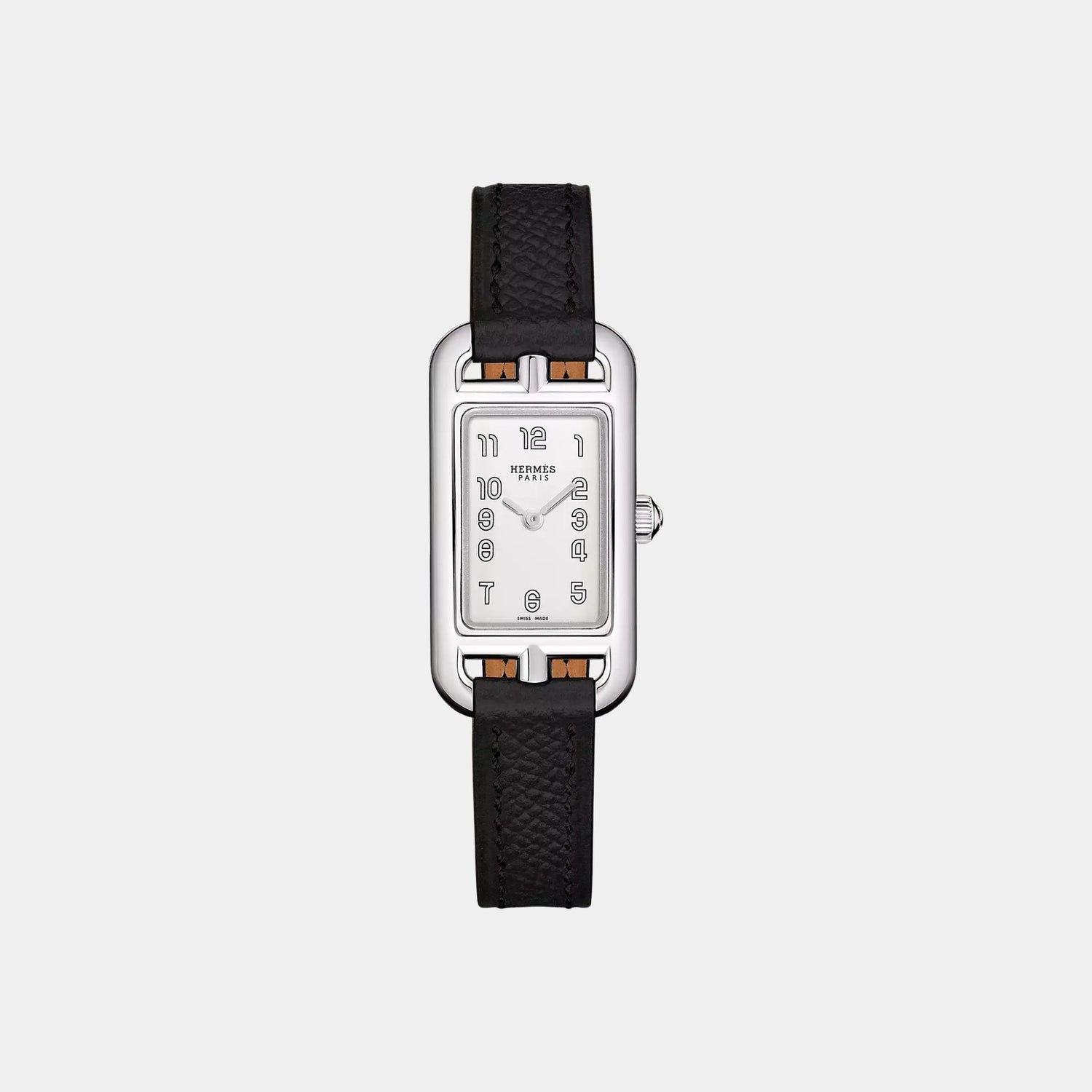 Hermes Nantucket 29 mm Watch With Black Epsom Calfskin Strap
