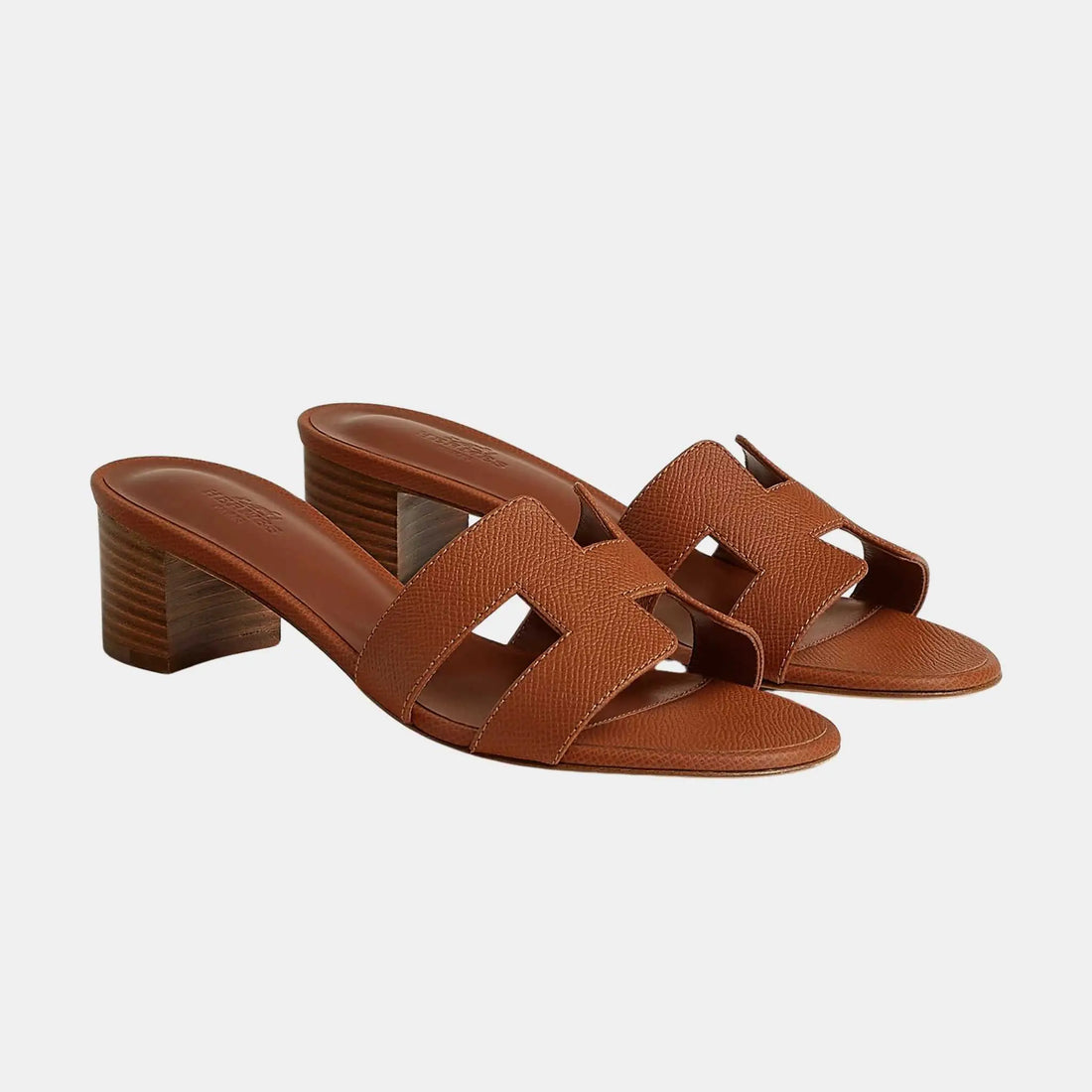 Hermes Oasis High Heel Sandals Epsom Heritage Calfskin, Gold, Front
