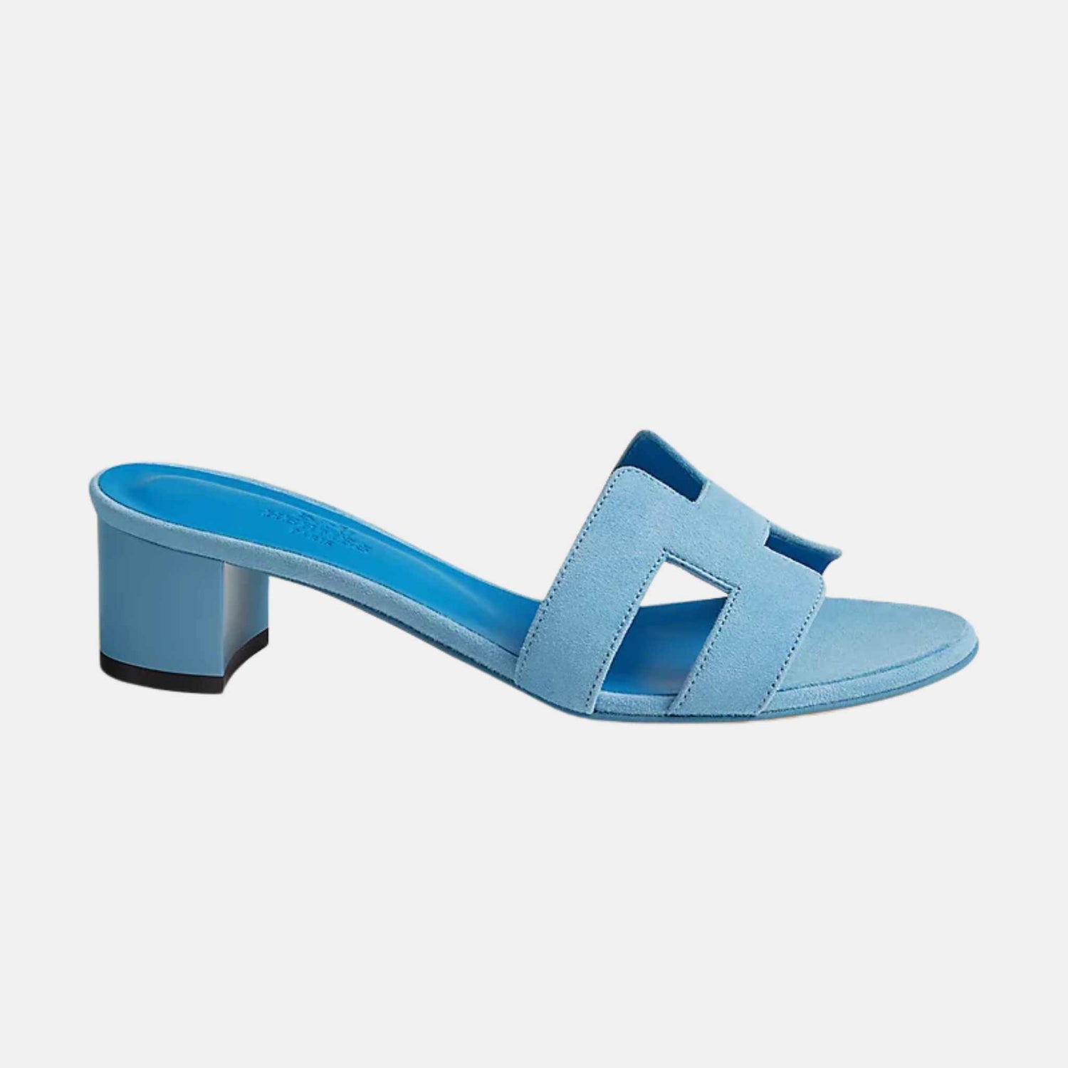 Hermes Oasis Sandal Suede, Bleu Cameo, Side