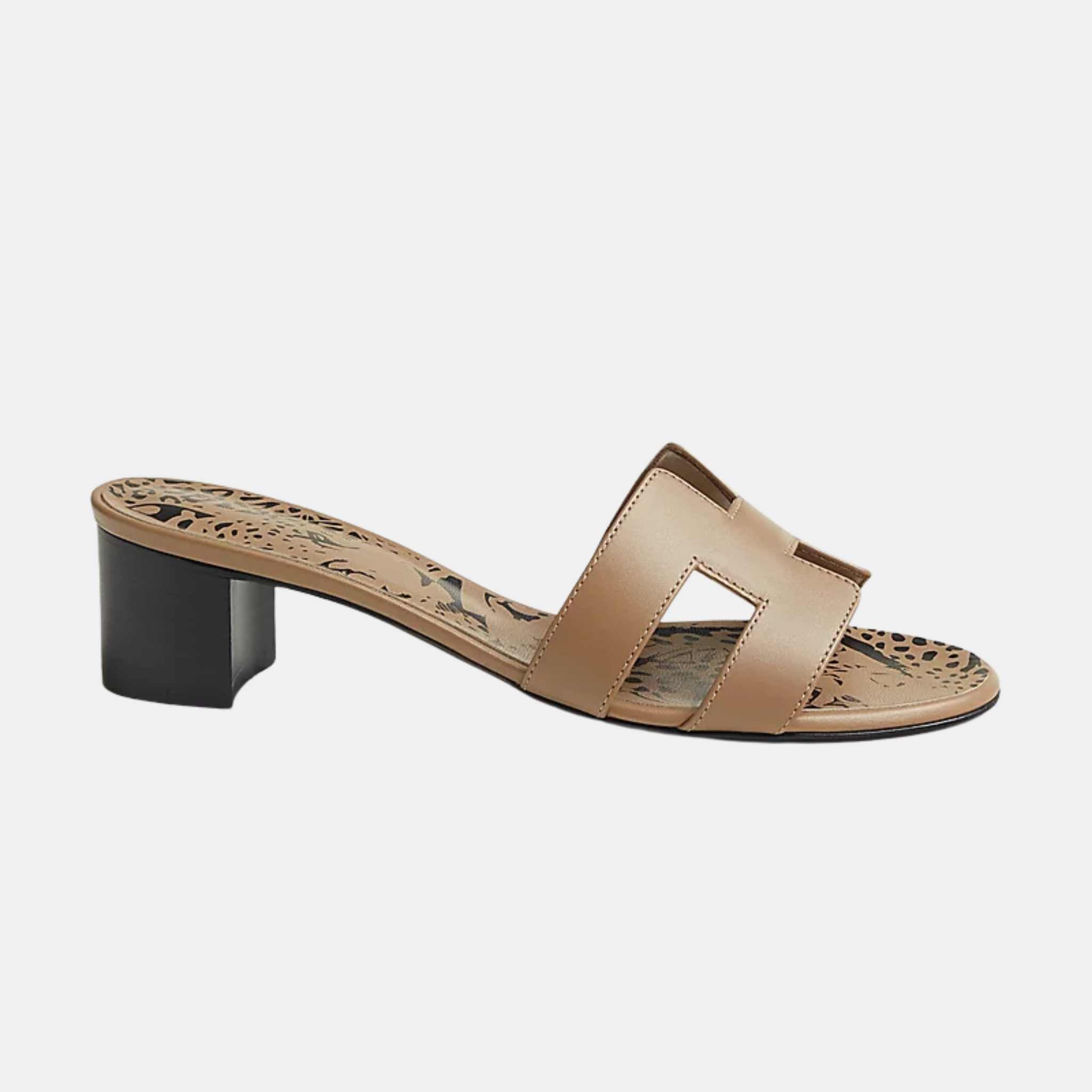 Hermes Oasis Sandals Calfskin Beige Argile, Side