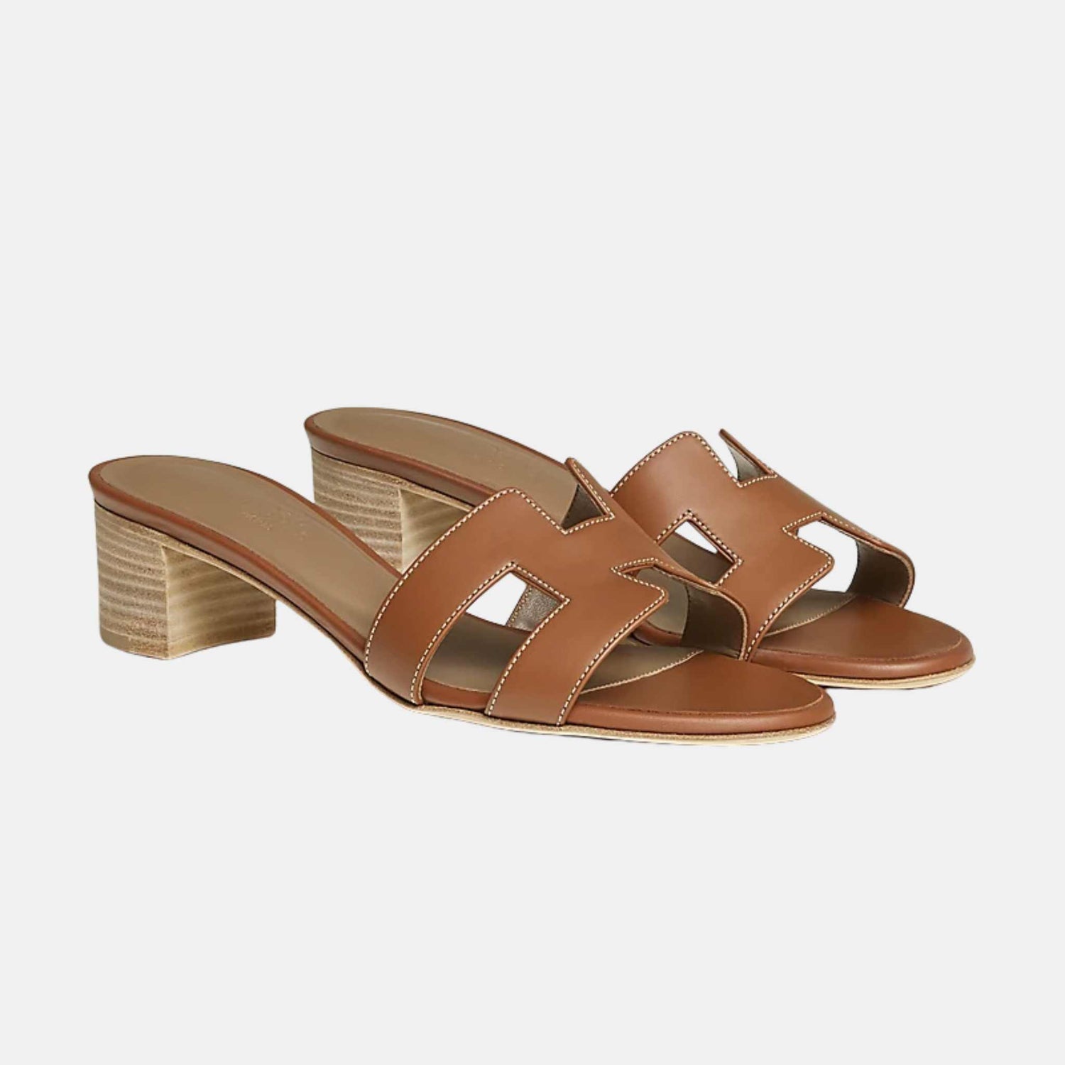 Hermes Oasis Sandals Calfskin, Gold, Front