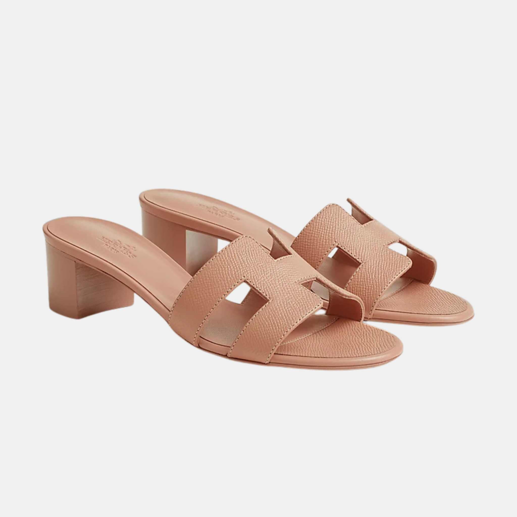 Hermes Oasis Sandals Epsom Calfskin, Beige Perlino, Front