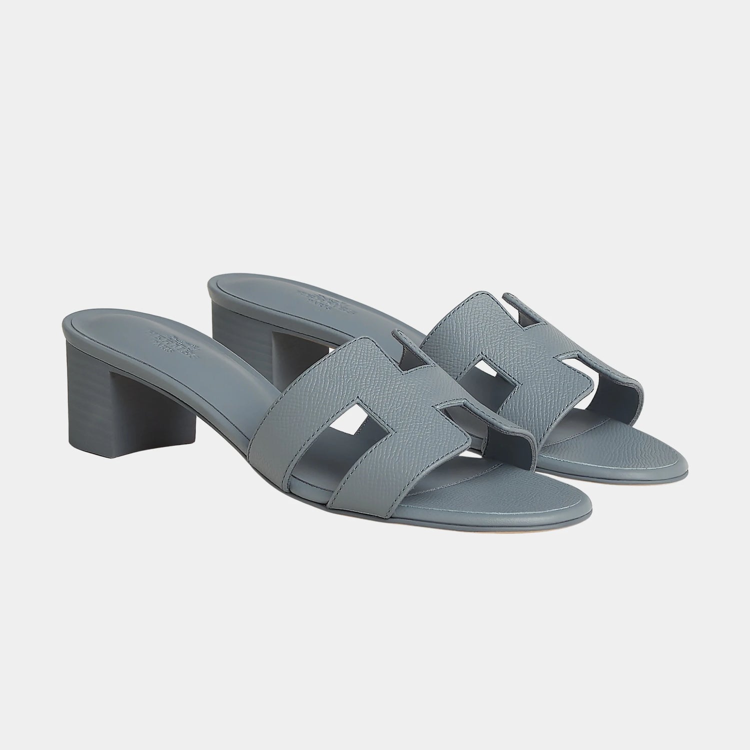 Hermes Oasis Sandals Epsom Calfskin, Bleu, Front