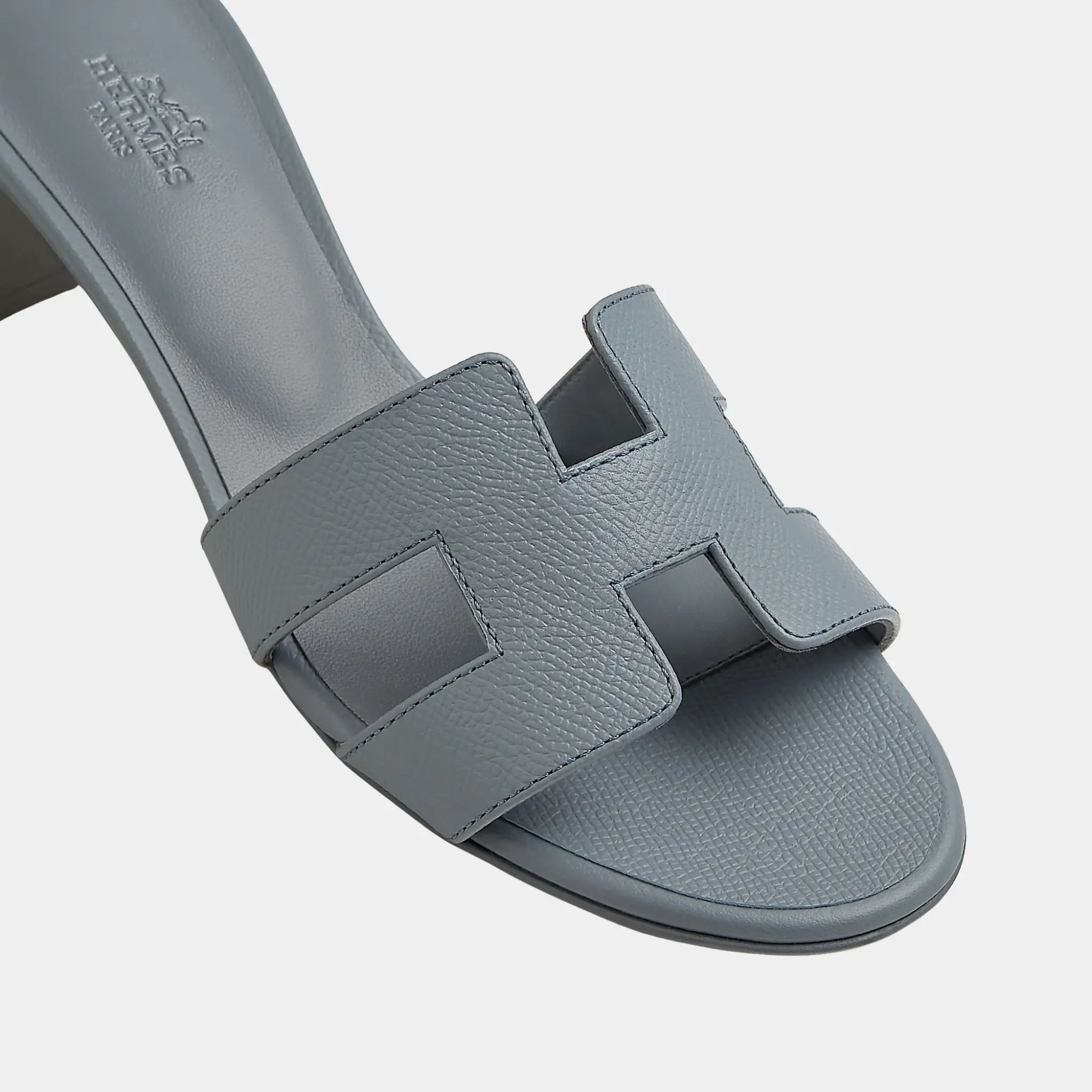 Hermes Oasis Sandals Epsom Calfskin, Bleu, Top