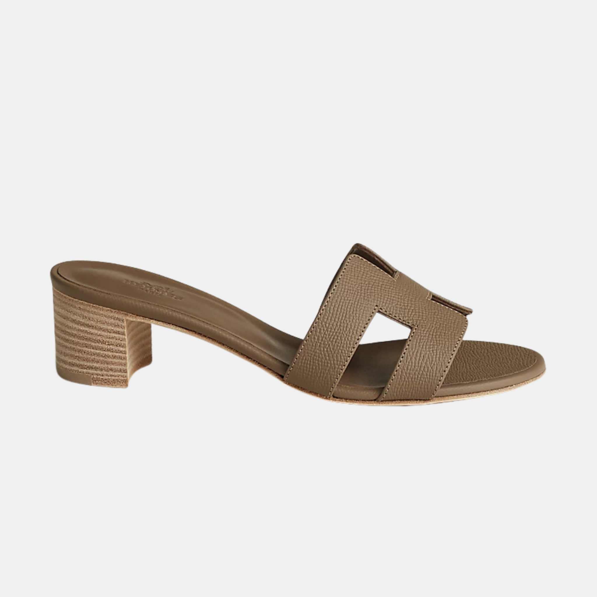 Hermes Oasis Sandals Epsom Calfskin, Etoupe, Side