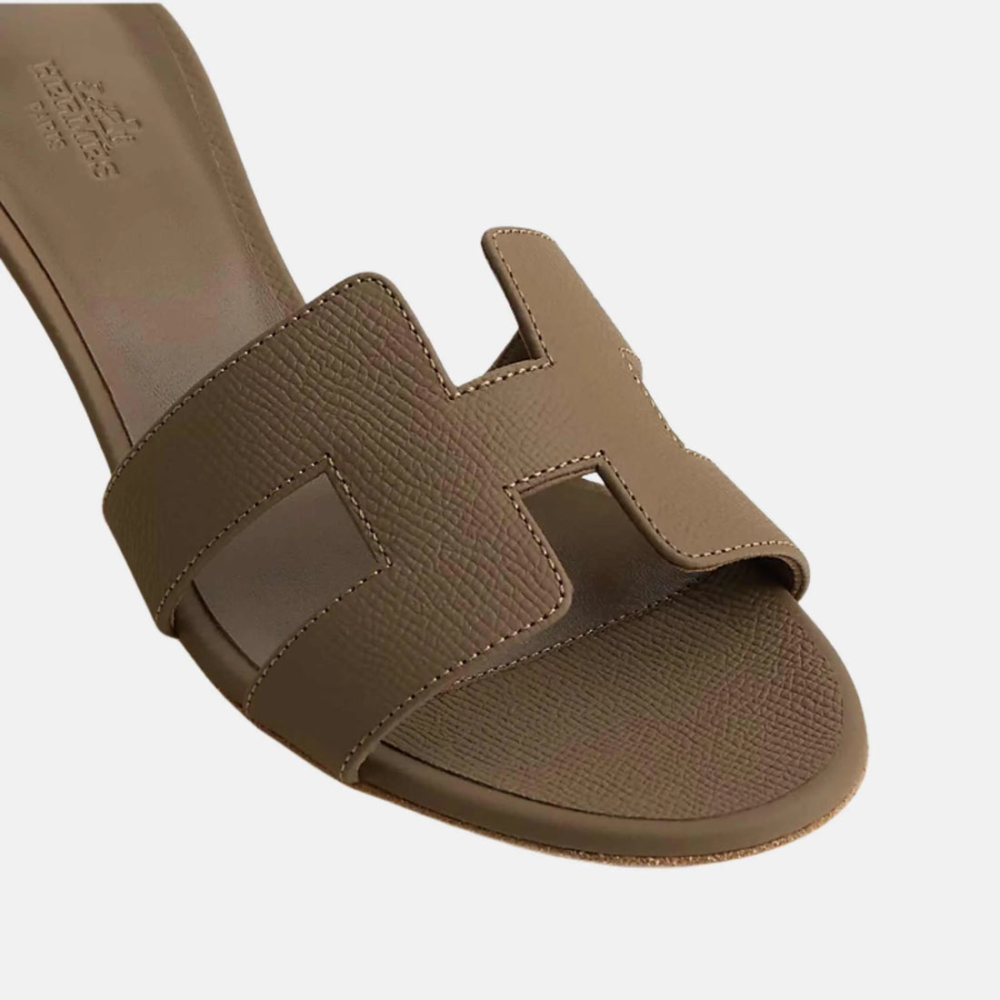 Hermes Oasis Sandals Epsom Calfskin, Etoupe, Top 