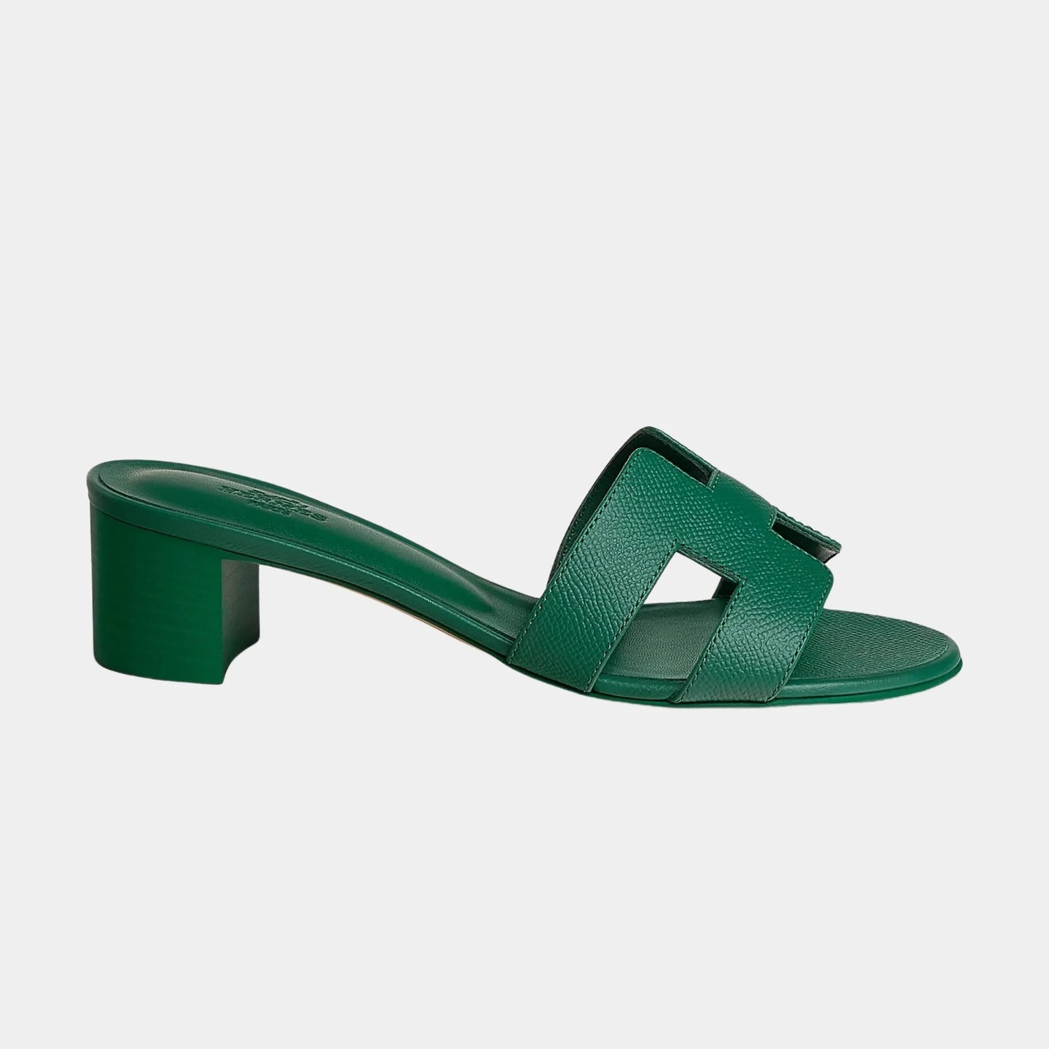 Hermes Oasis Sandals Epsom Calfskin, Vert Oyat, Side