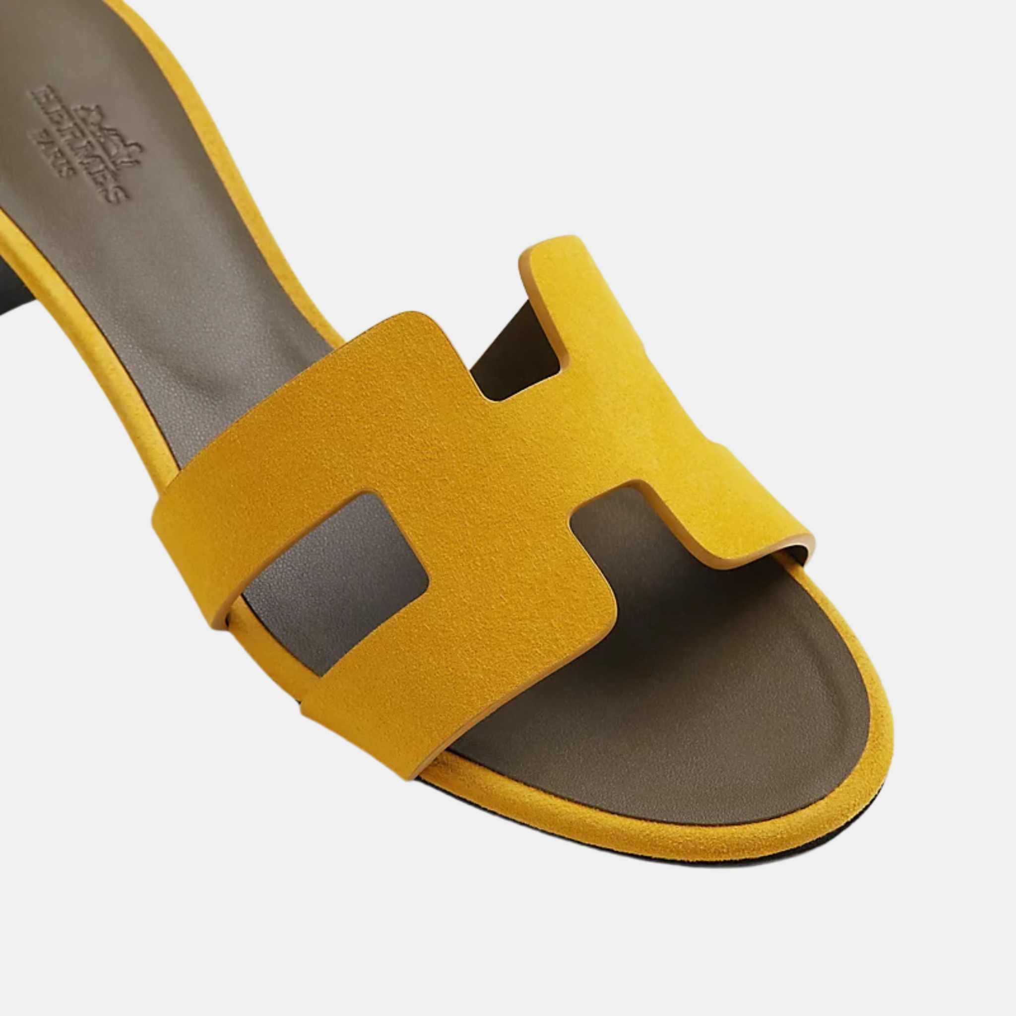 Hermes Oasis Sandals Suede Goatskin, Jaune Topaze, Top