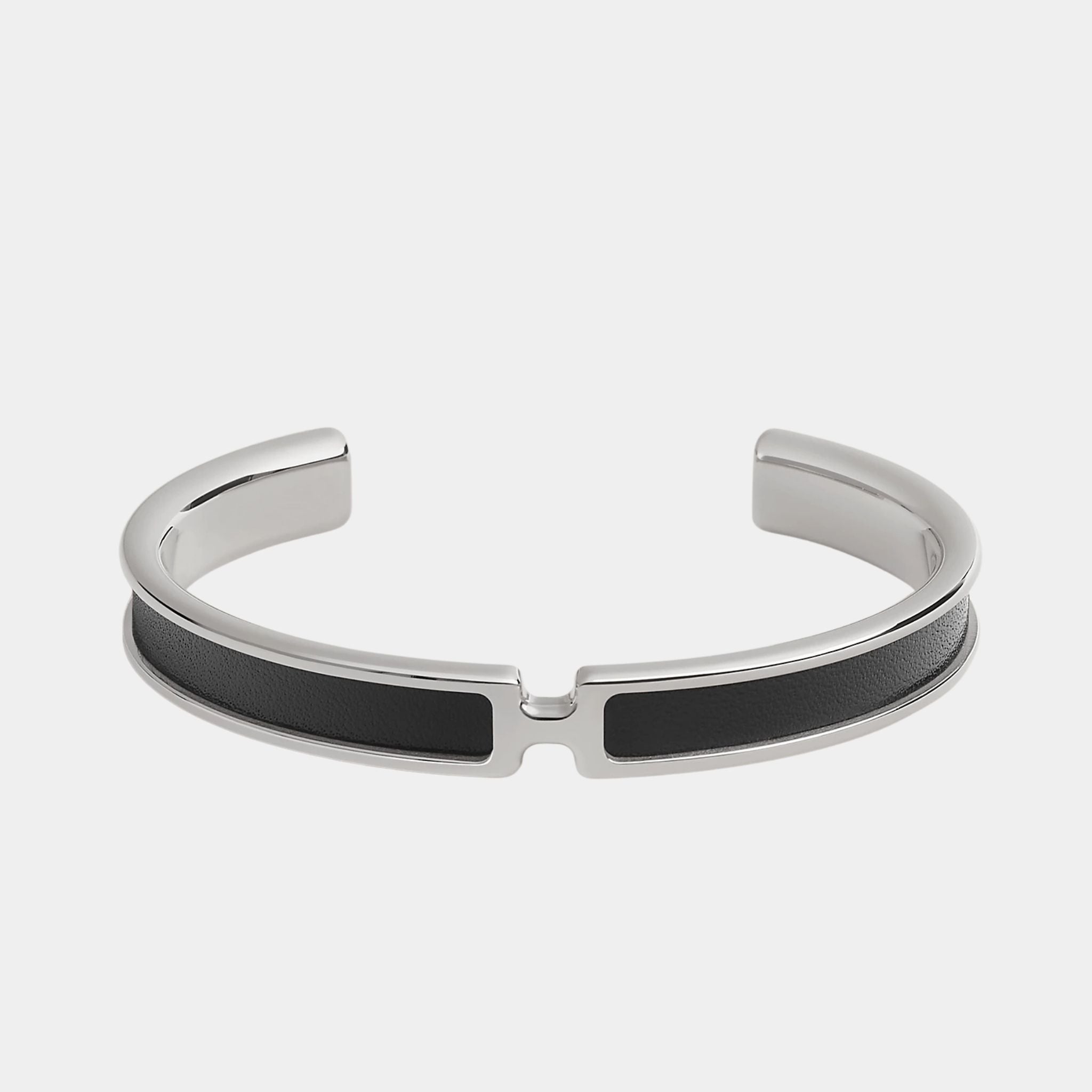 Hermes Olympe Bracelet Box Calfskin Palladium Plated, Noir