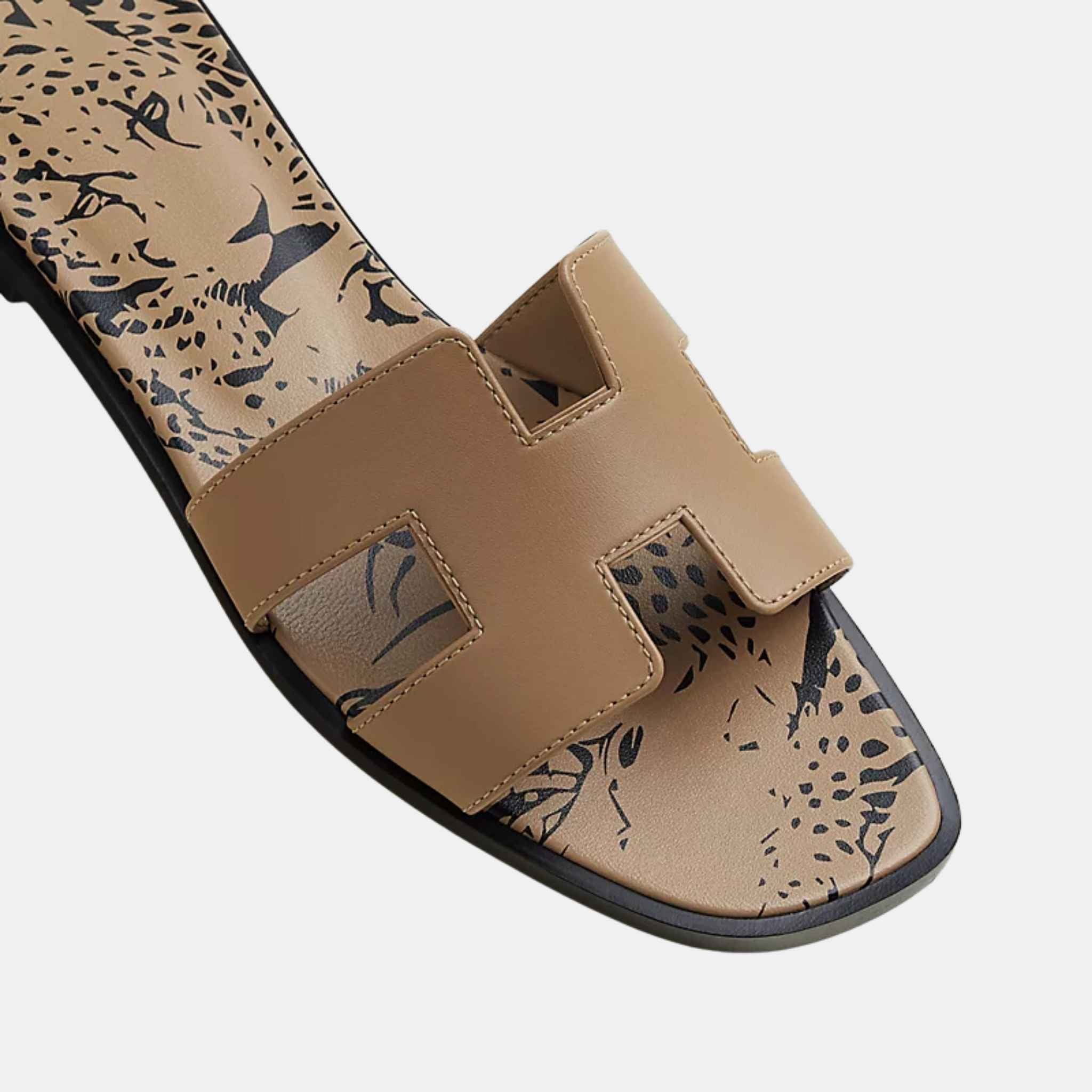 Hermes Oran Sandal Calfskin, Beige Argile, Top View