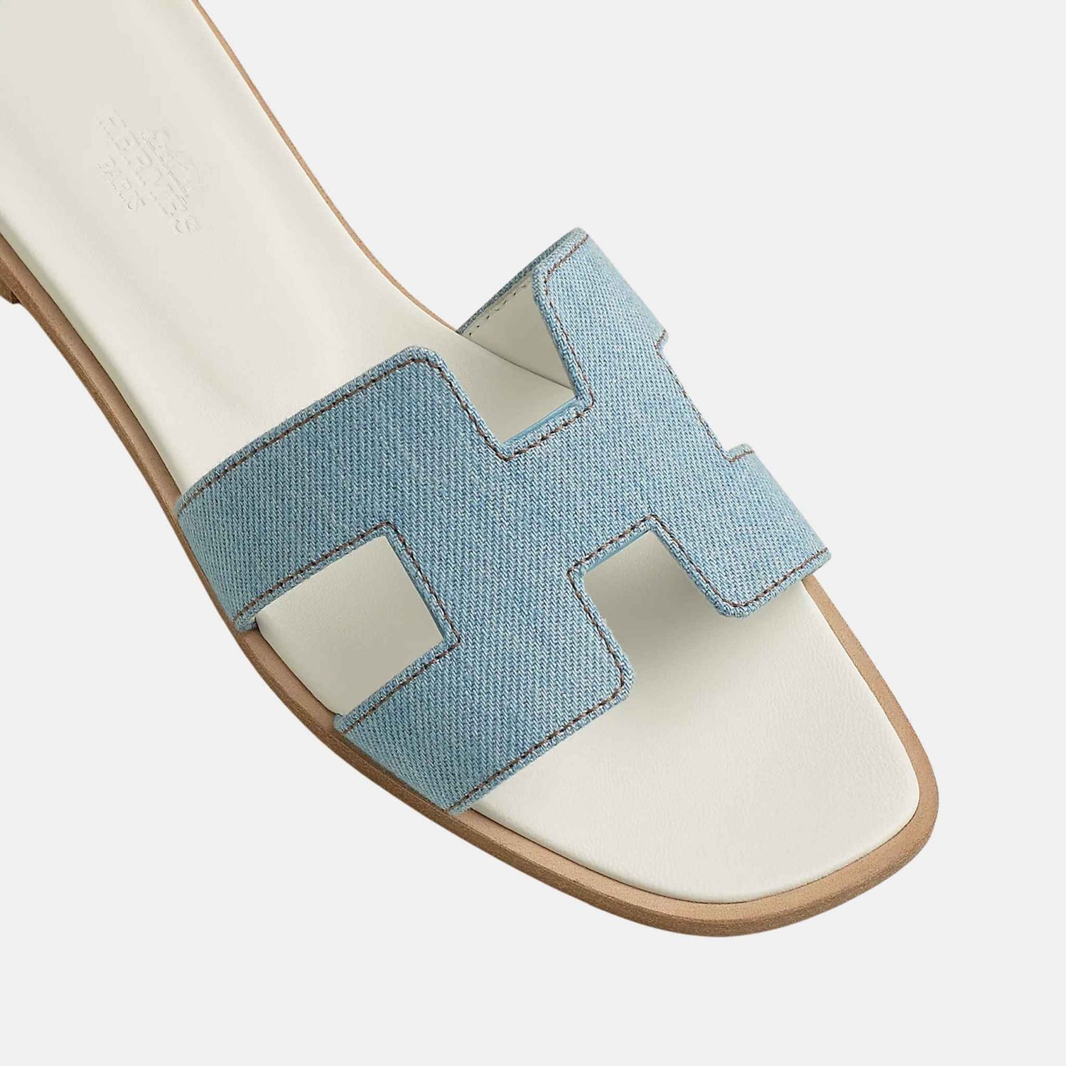 Hermes Oran Sandal Denim, Bleu Clair, Top View