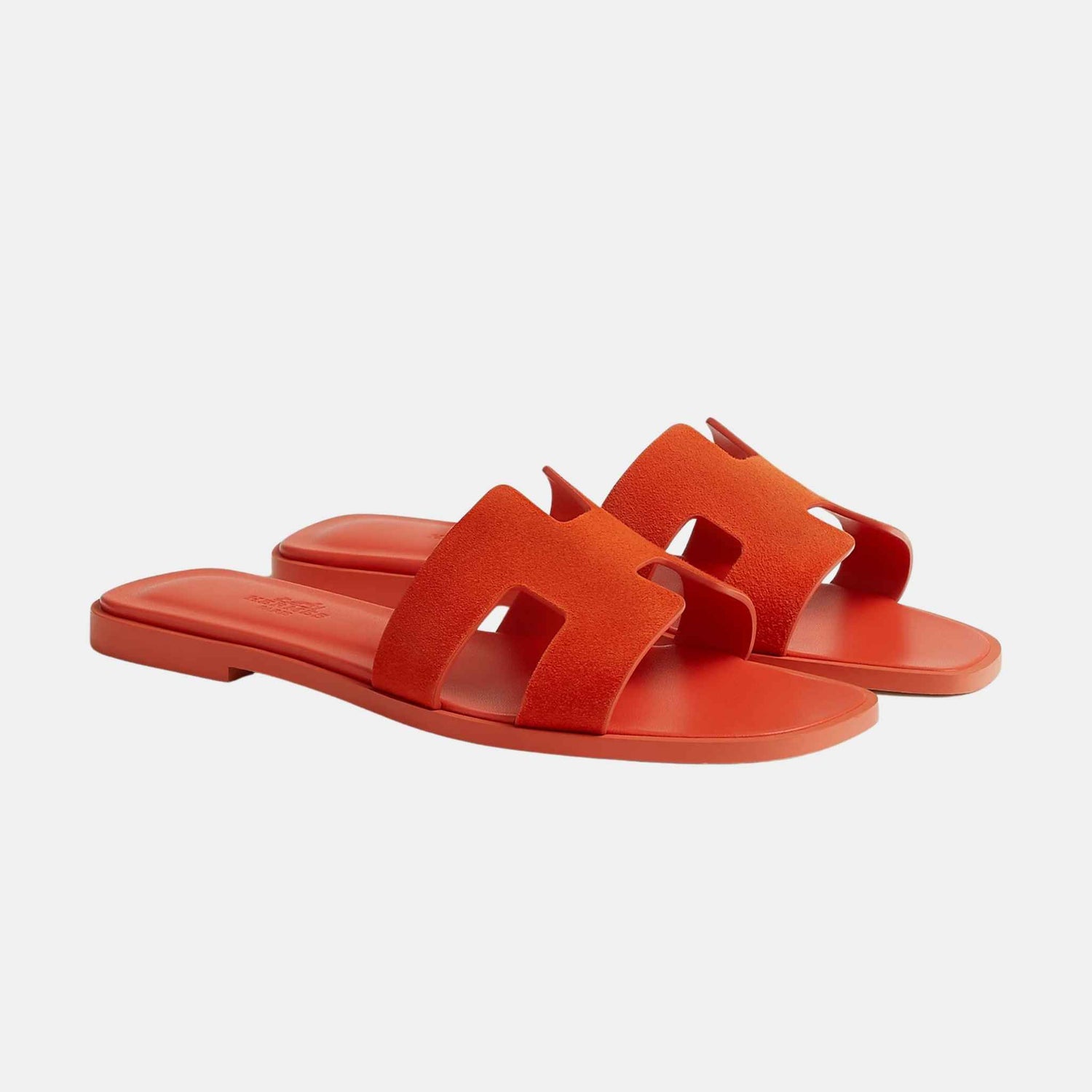 Hermes Oran Sandal Goatskin, Orange Corail, Front View