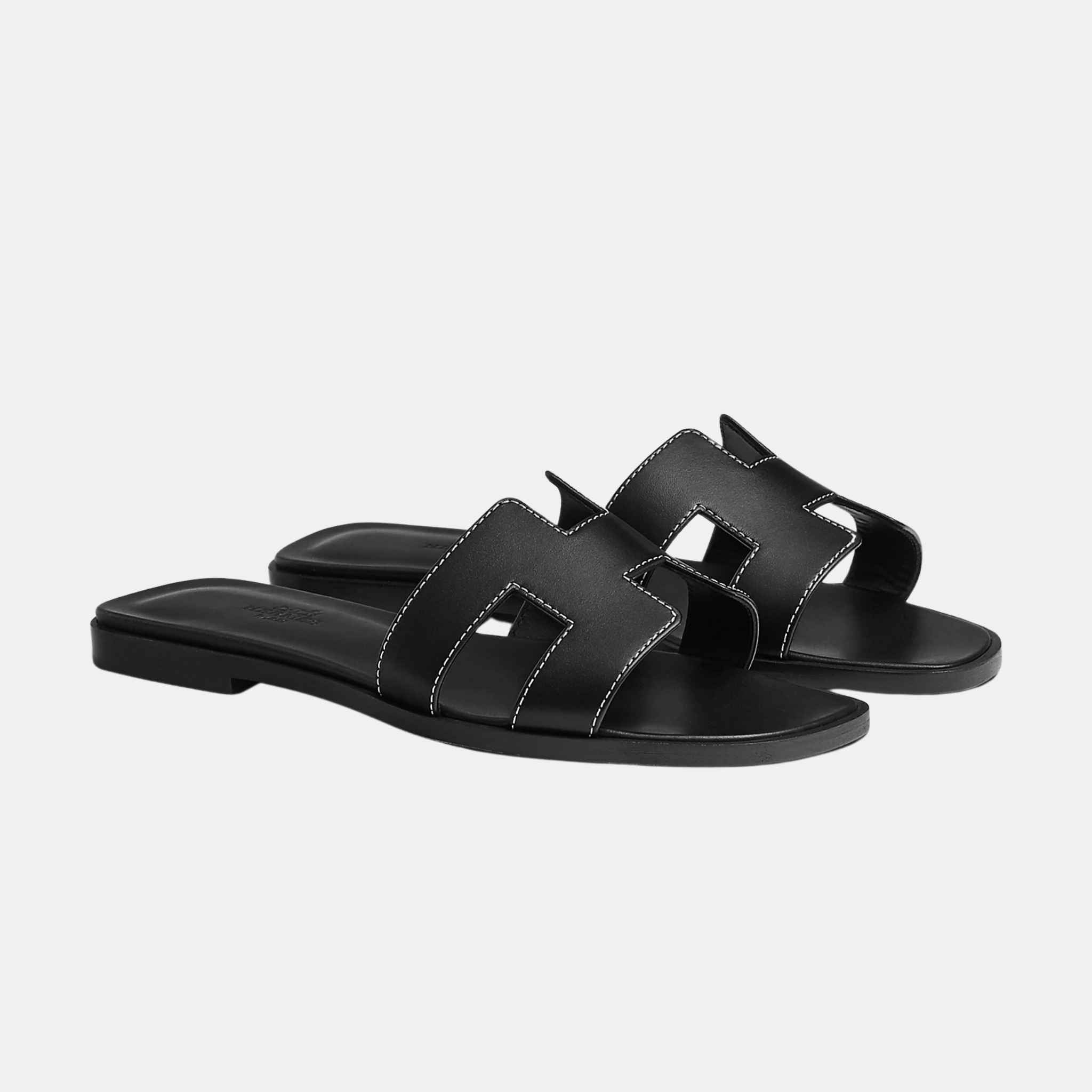 Hermes Oran Sandal, Noir, Side View