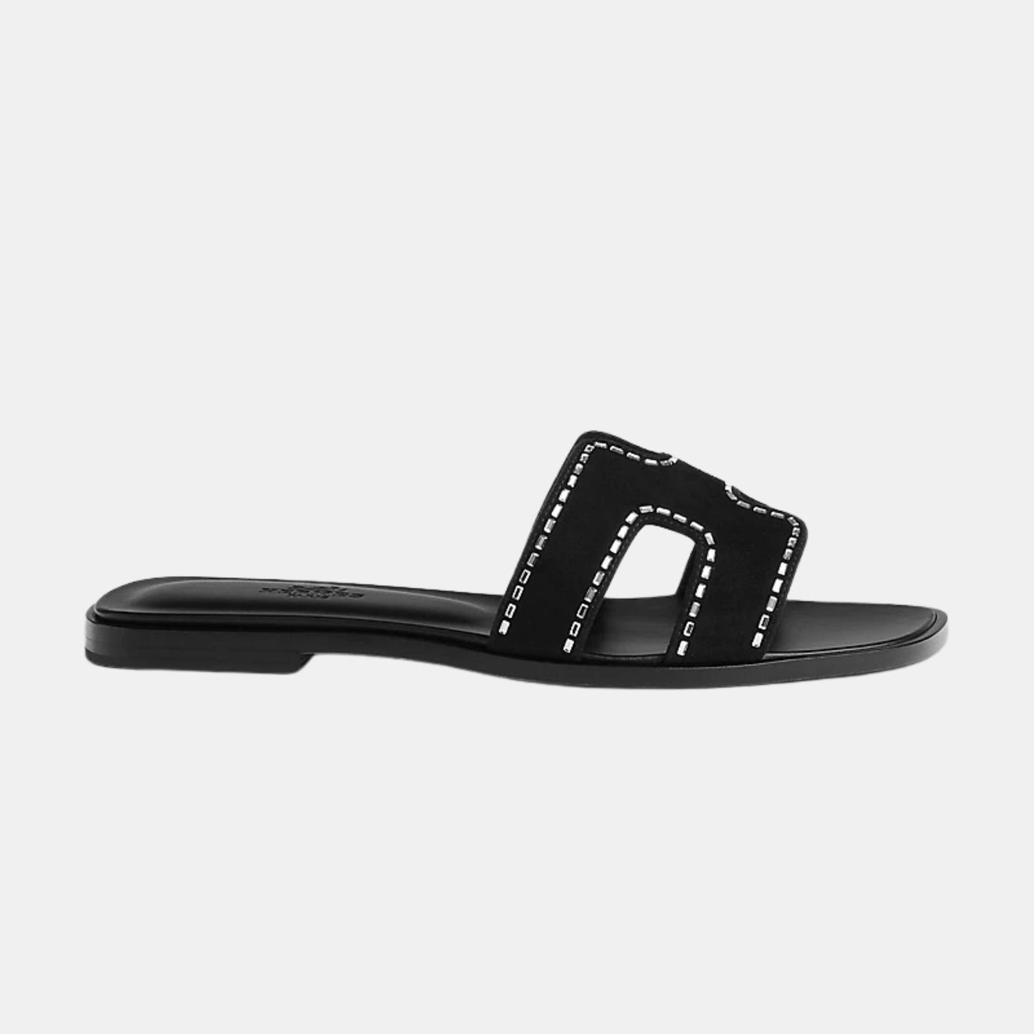 Hermes Oran Sandal Rhinestone, Noir, Side View