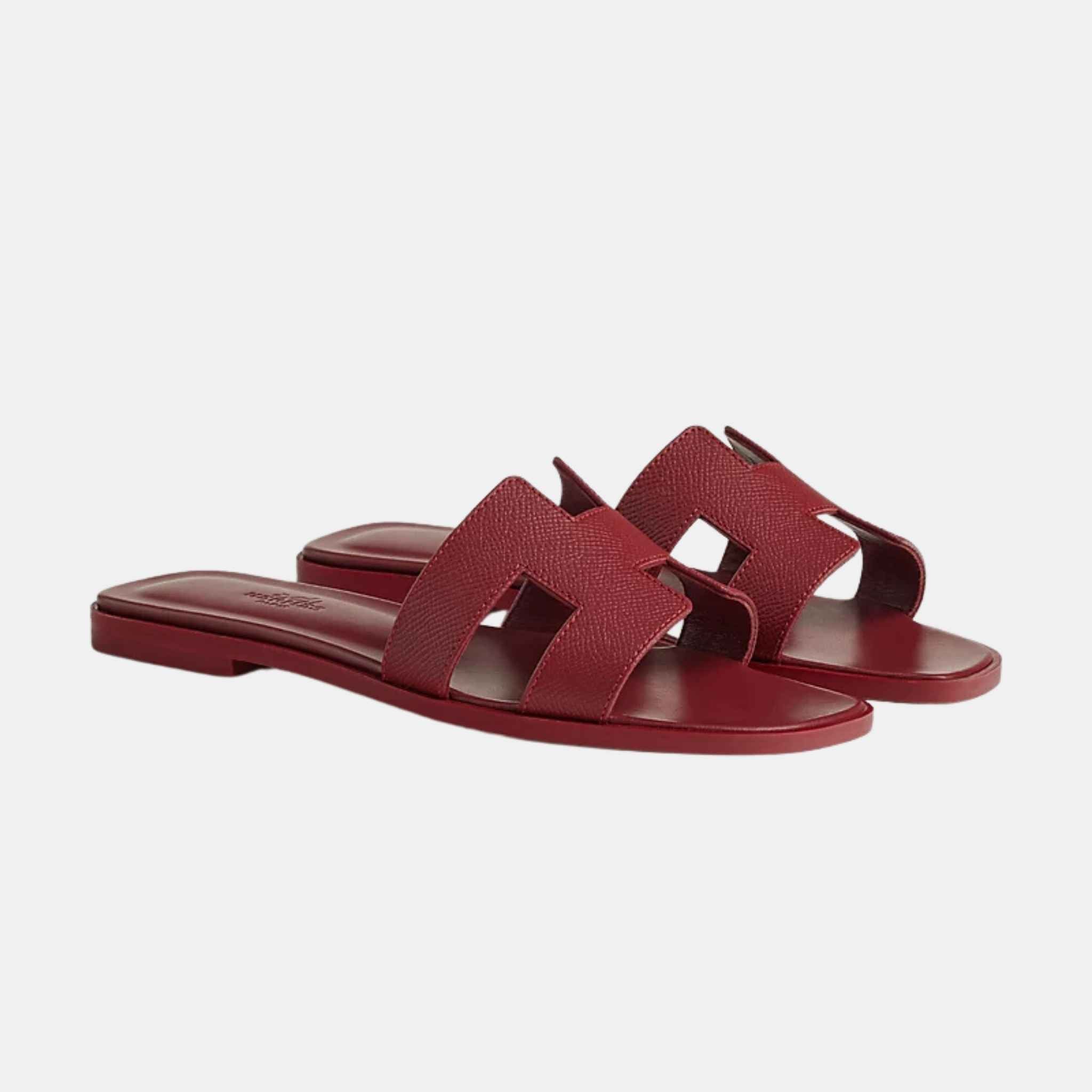 Hermes Oran Sandal, Epsom Calfskin, Rouge H, Side View