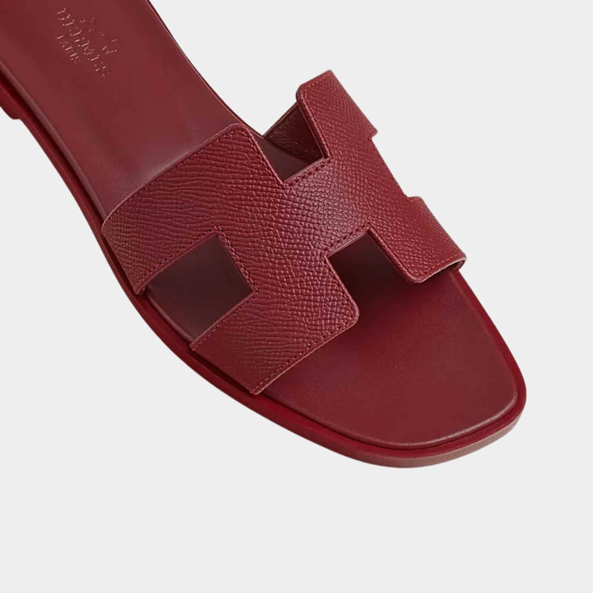 Hermes Oran Sandal Rouge H, Closeup