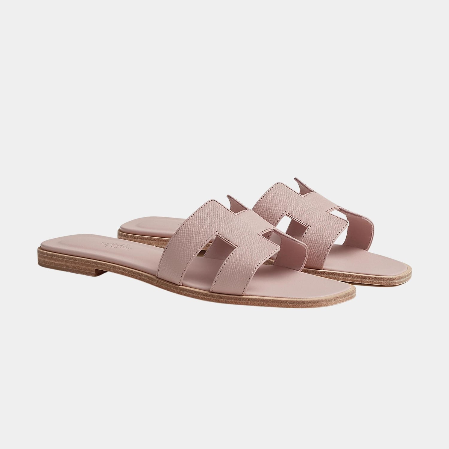 Hermes Oran Sandals Epsom Calfskin, Rose Porcelain, Front